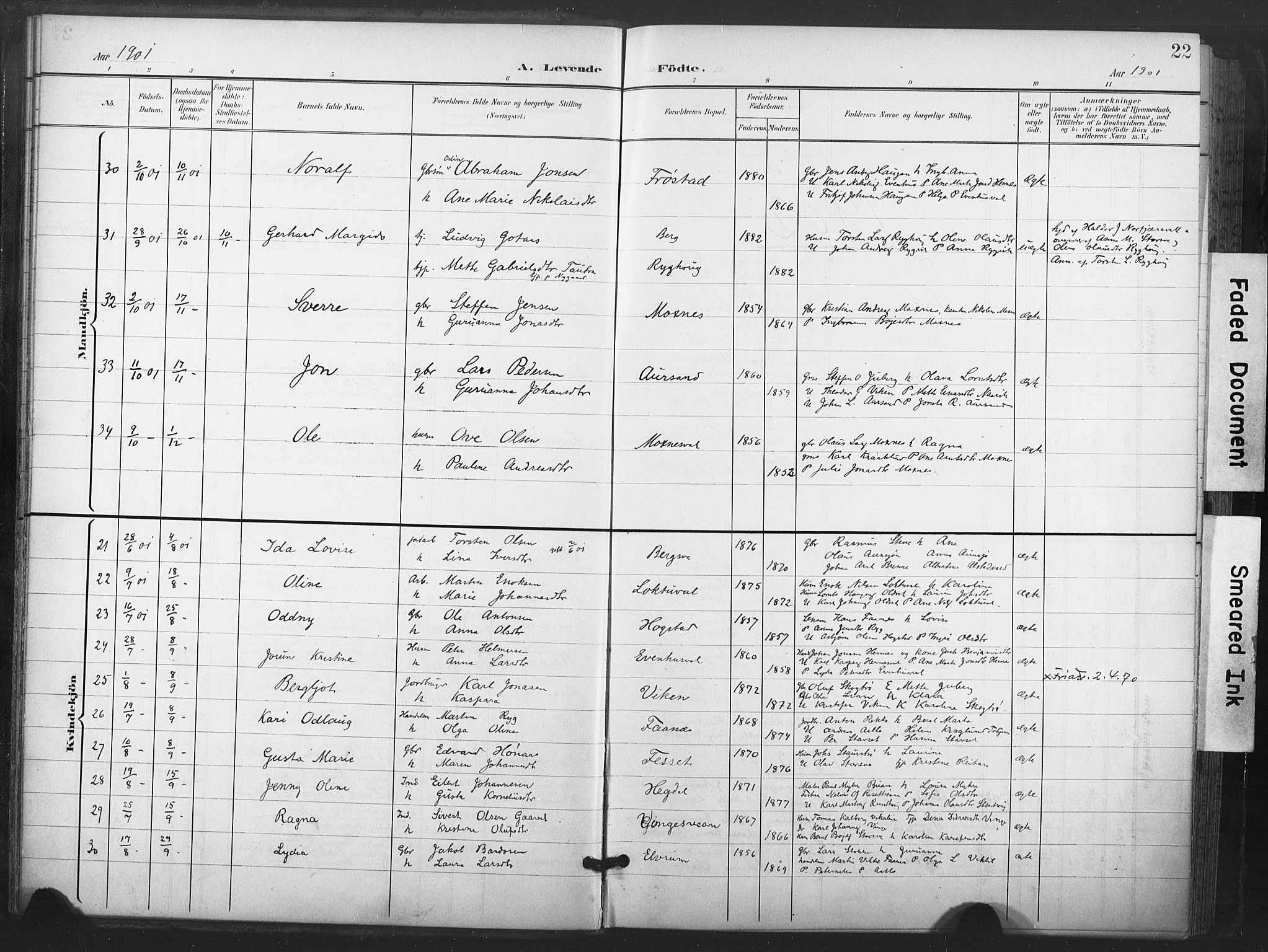 Ministerialprotokoller, klokkerbøker og fødselsregistre - Nord-Trøndelag, AV/SAT-A-1458/713/L0122: Ministerialbok nr. 713A11, 1899-1910, s. 22