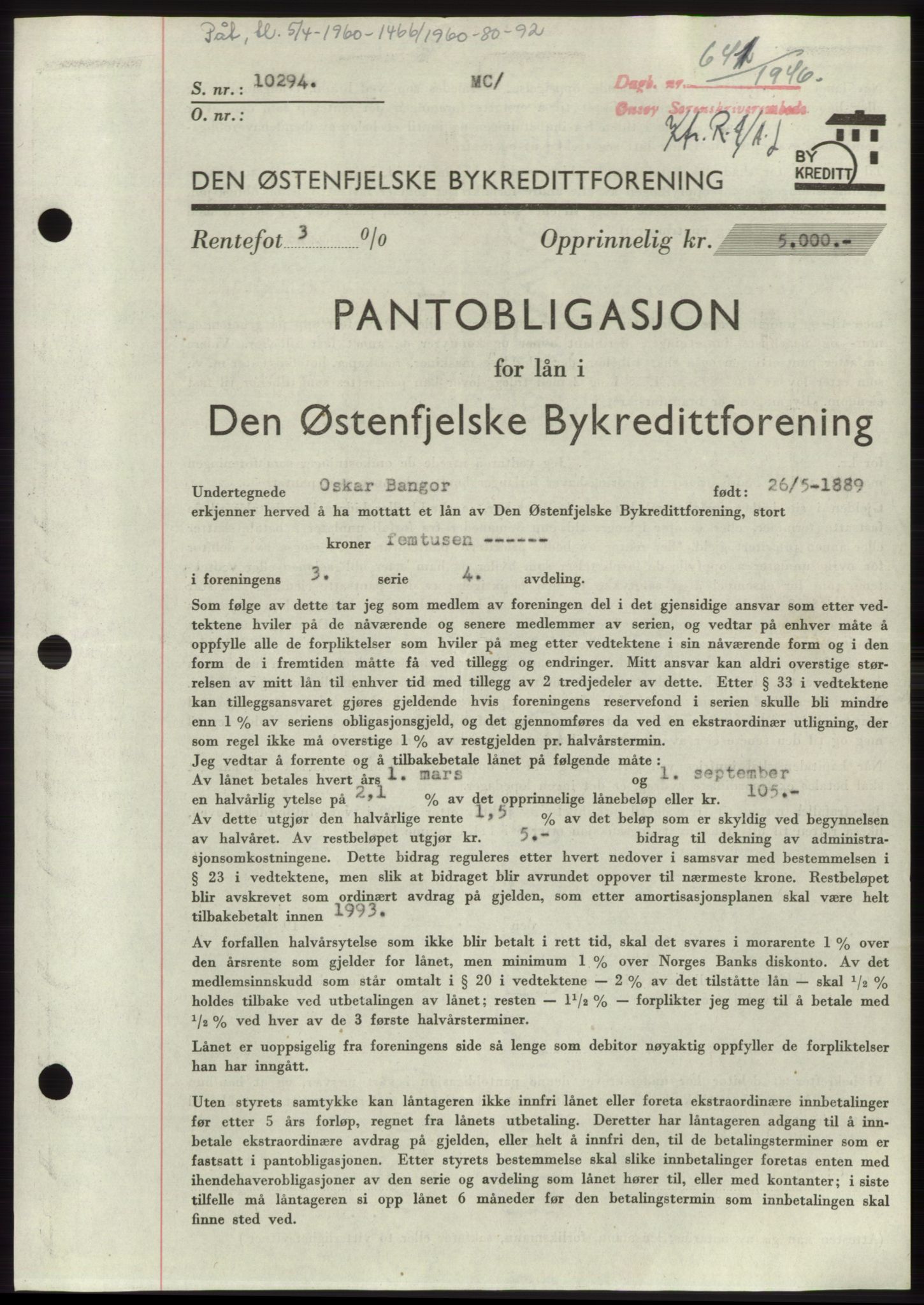 Onsøy sorenskriveri, SAO/A-10474/G/Ga/Gac/L0004: Pantebok nr. B4, 1944-1946, Dagboknr: 641/1946