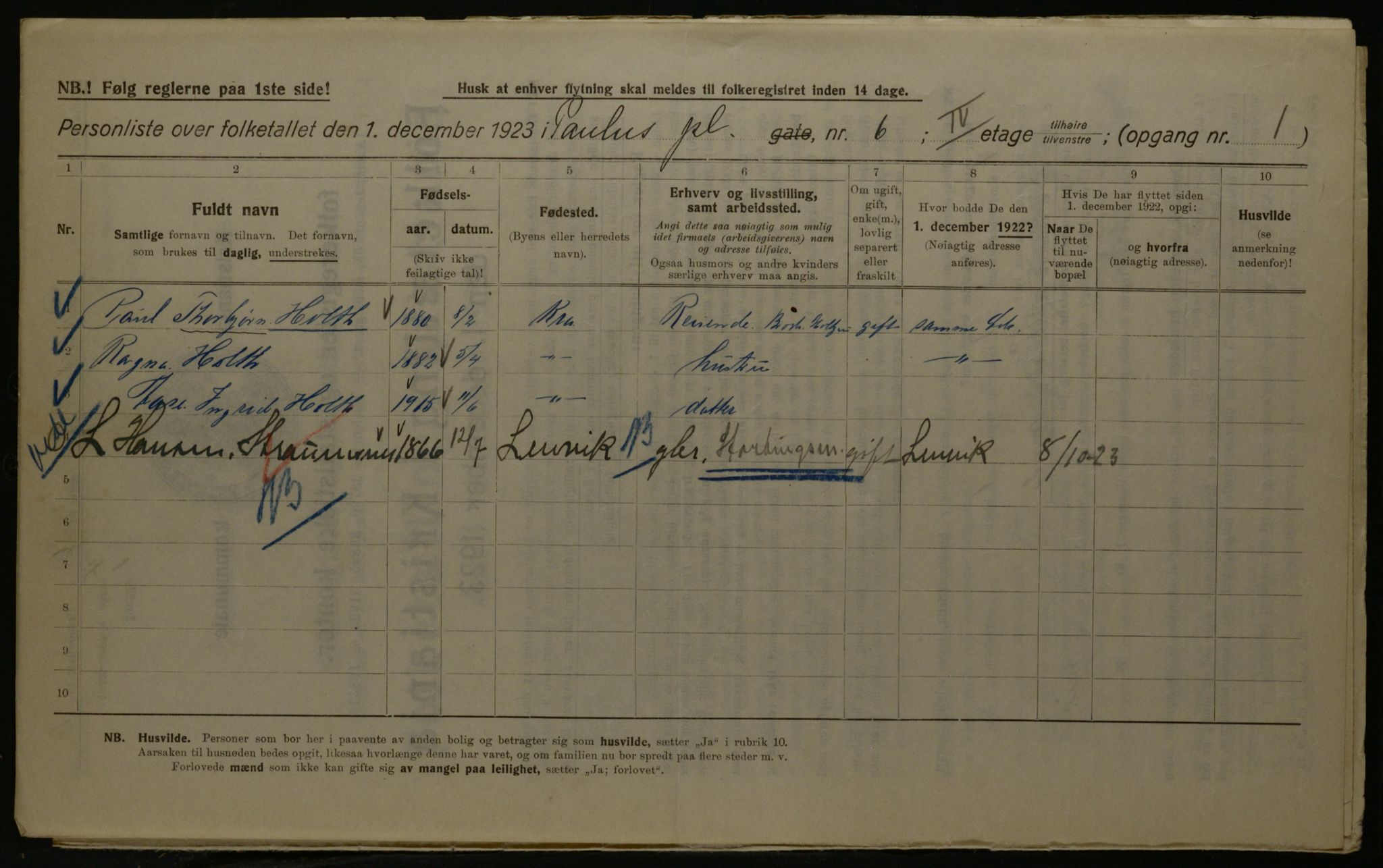 OBA, Kommunal folketelling 1.12.1923 for Kristiania, 1923, s. 86795