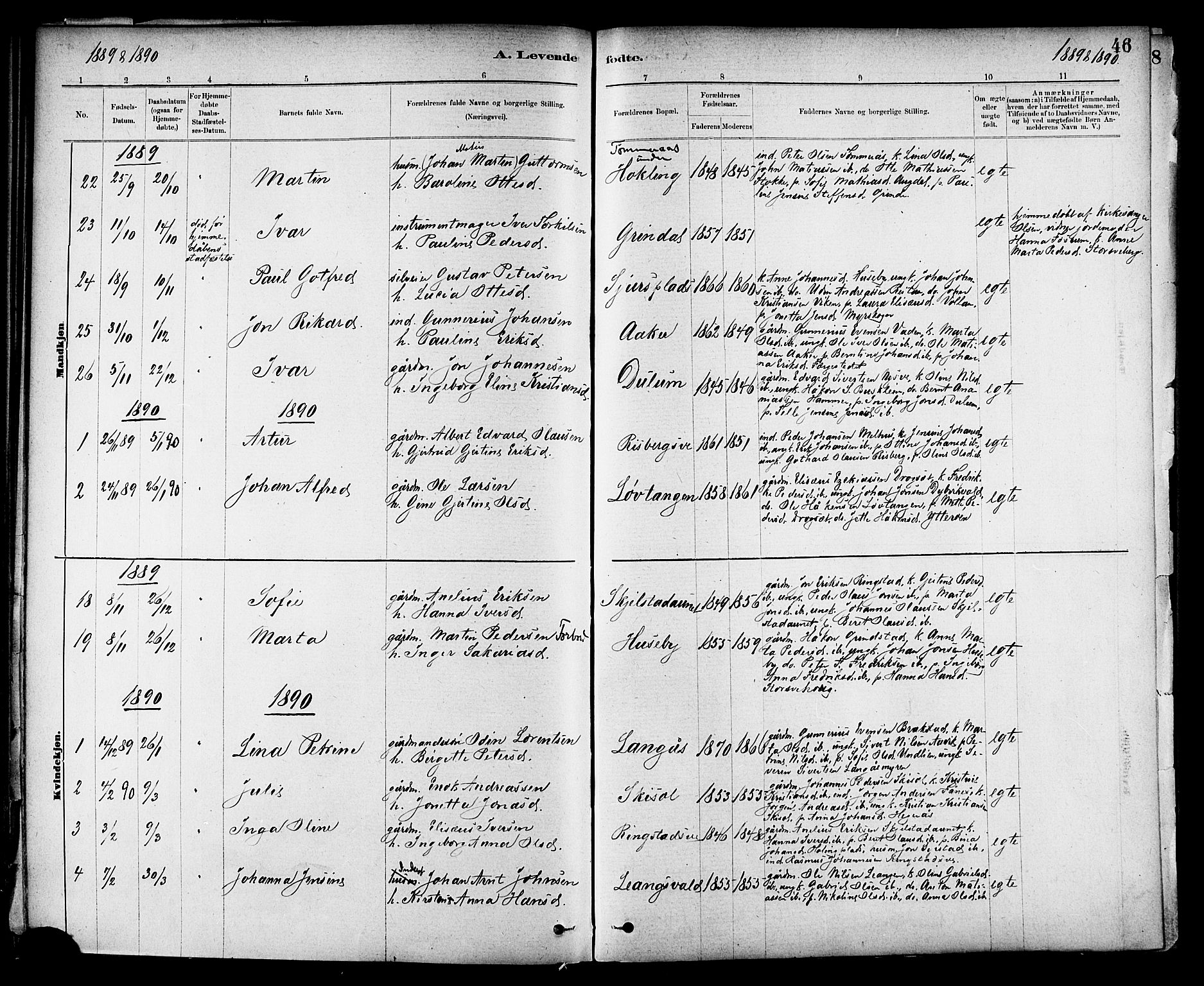 Ministerialprotokoller, klokkerbøker og fødselsregistre - Nord-Trøndelag, SAT/A-1458/714/L0130: Ministerialbok nr. 714A01, 1878-1895, s. 46