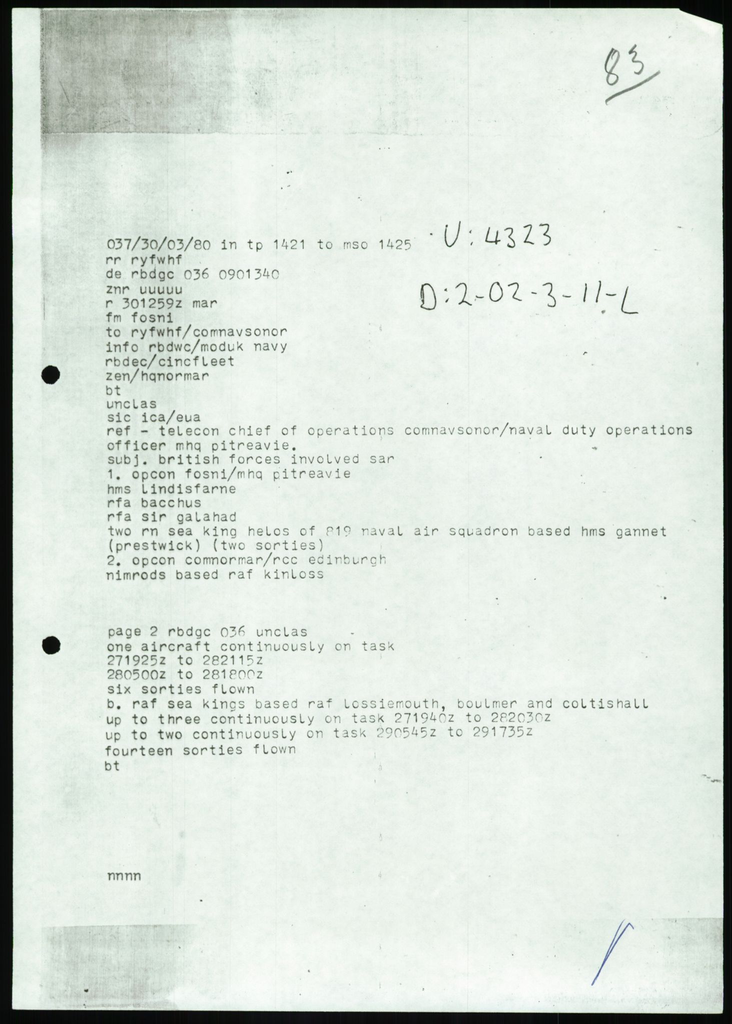 Justisdepartementet, Granskningskommisjonen ved Alexander Kielland-ulykken 27.3.1980, AV/RA-S-1165/D/L0017: P Hjelpefartøy (Doku.liste + P1-P6 av 6)/Q Hovedredningssentralen (Q0-Q27 av 27), 1980-1981, s. 233