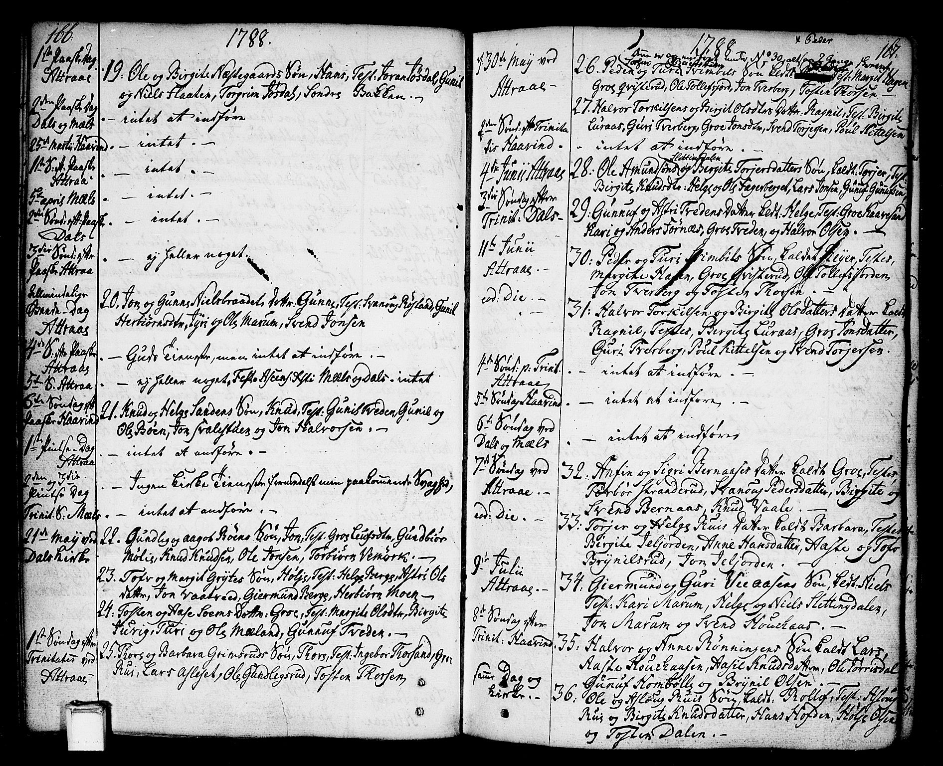 Tinn kirkebøker, AV/SAKO-A-308/F/Fa/L0002: Ministerialbok nr. I 2, 1757-1810, s. 166-167
