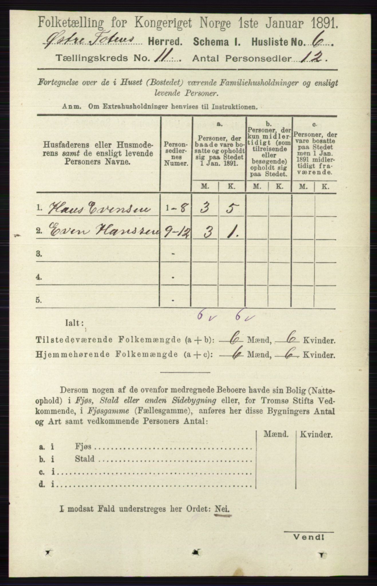 RA, Folketelling 1891 for 0528 Østre Toten herred, 1891, s. 6814