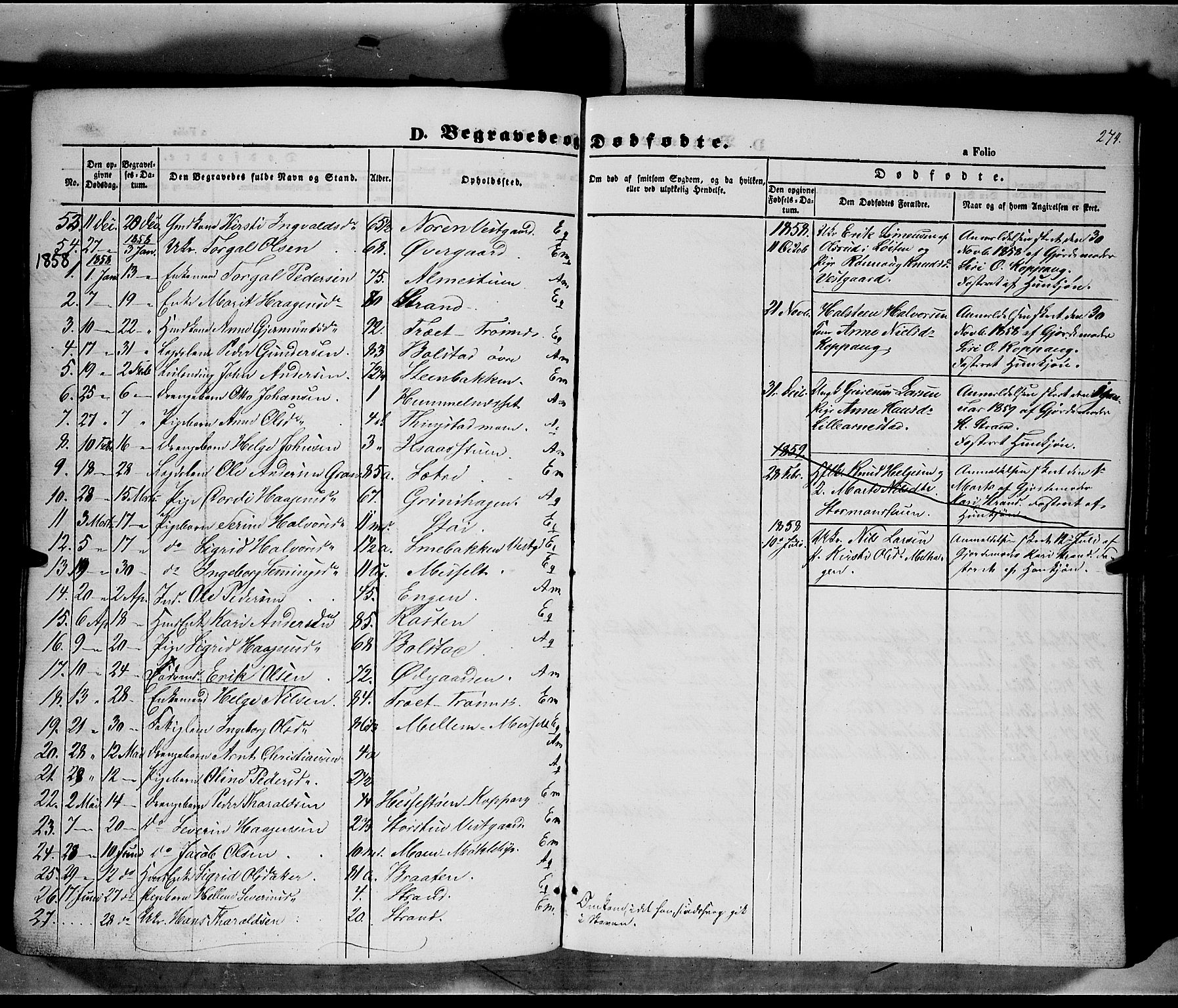 Åmot prestekontor, Hedmark, AV/SAH-PREST-056/H/Ha/Haa/L0006: Ministerialbok nr. 6, 1842-1861, s. 274