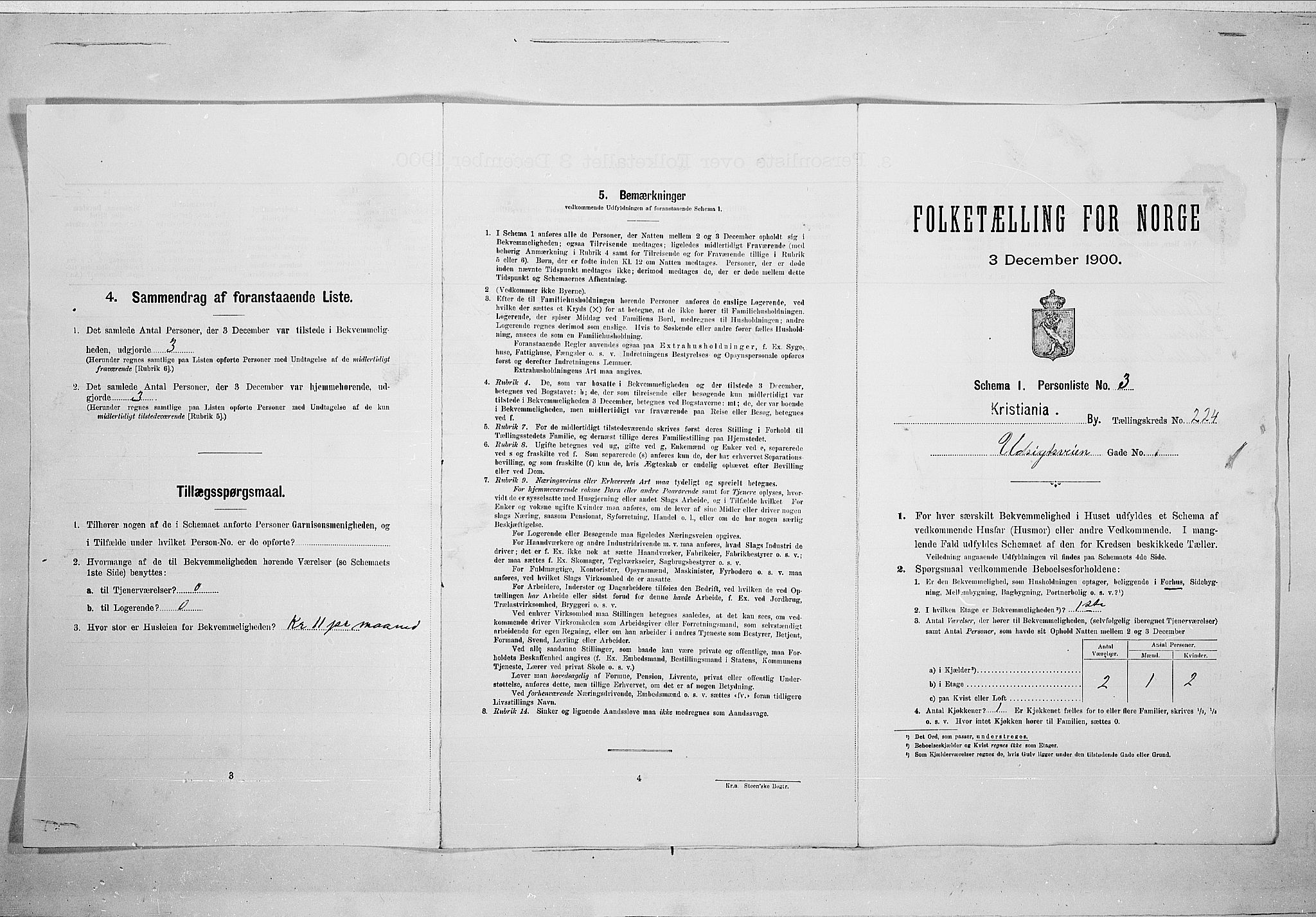 SAO, Folketelling 1900 for 0301 Kristiania kjøpstad, 1900, s. 106652