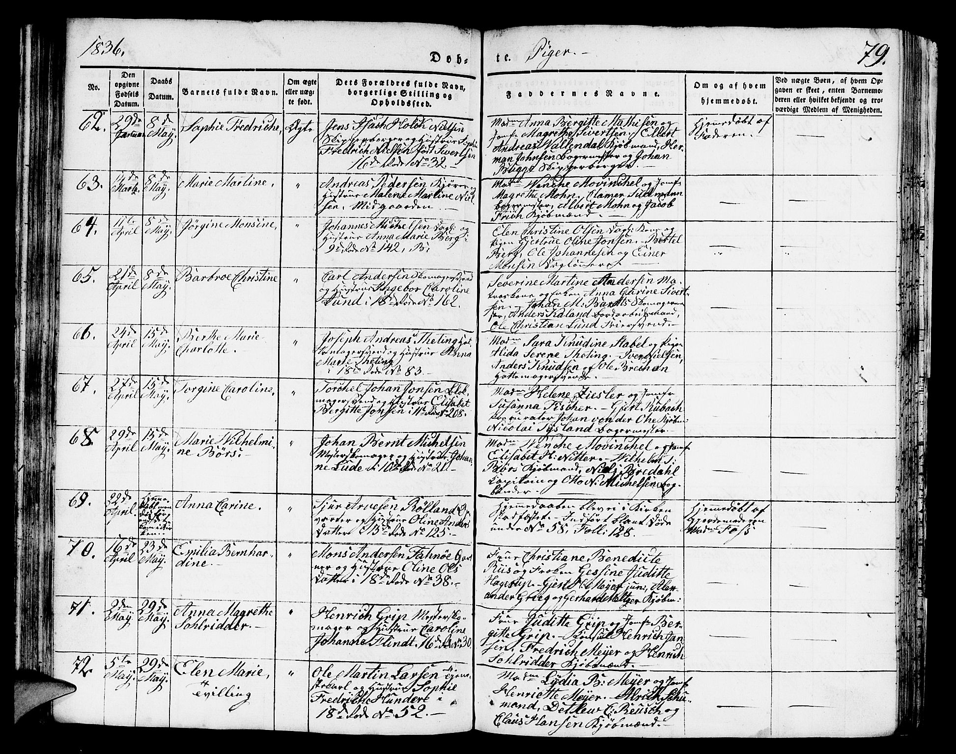 Domkirken sokneprestembete, AV/SAB-A-74801/H/Hab/L0008: Klokkerbok nr. B 1, 1836-1841, s. 79