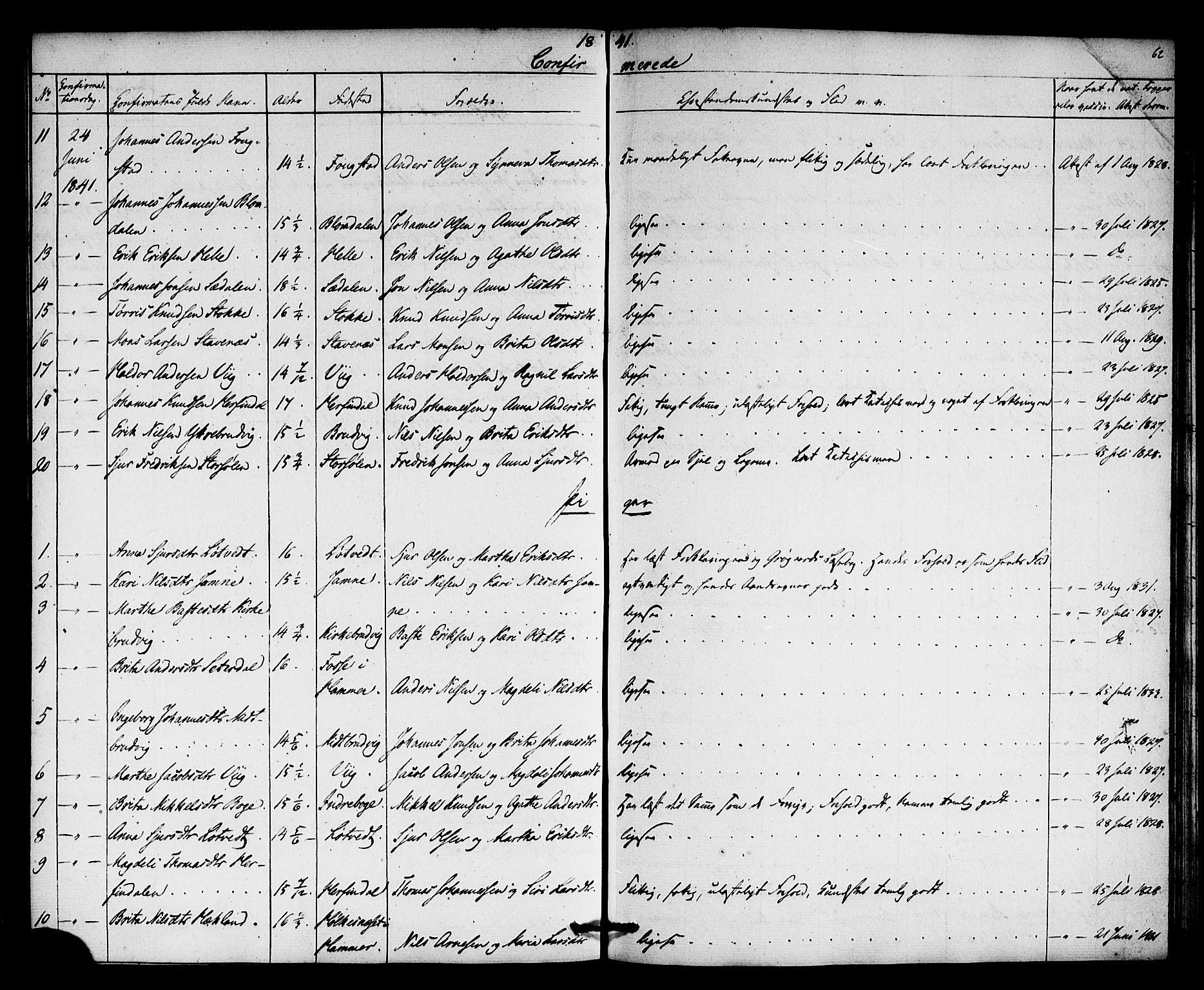 Haus sokneprestembete, AV/SAB-A-75601: Residerende kapellans bok nr. A 2, 1841-1850, s. 62