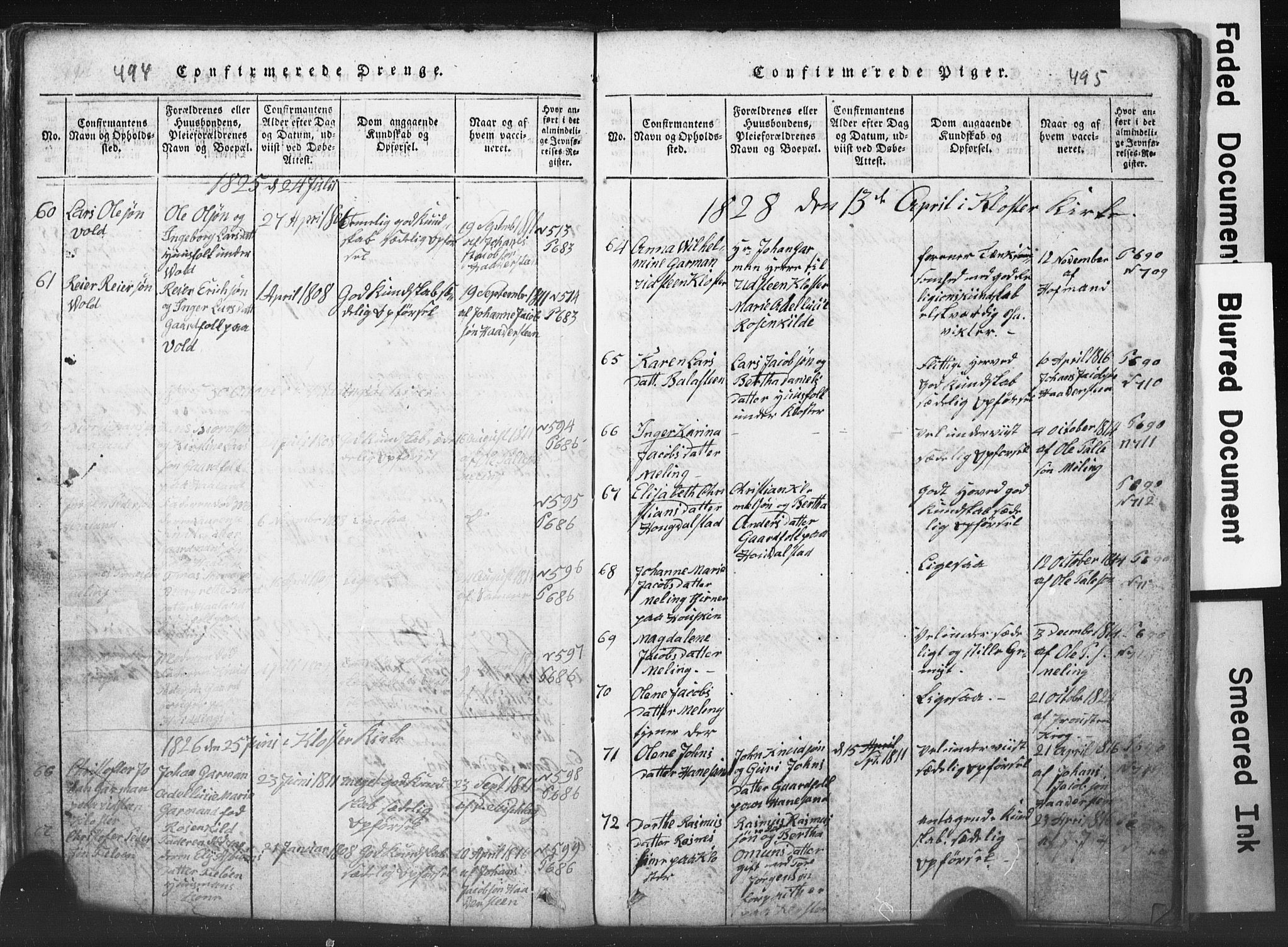 Rennesøy sokneprestkontor, SAST/A -101827/H/Ha/Hab/L0001: Klokkerbok nr. B 1, 1816-1841, s. 494-495