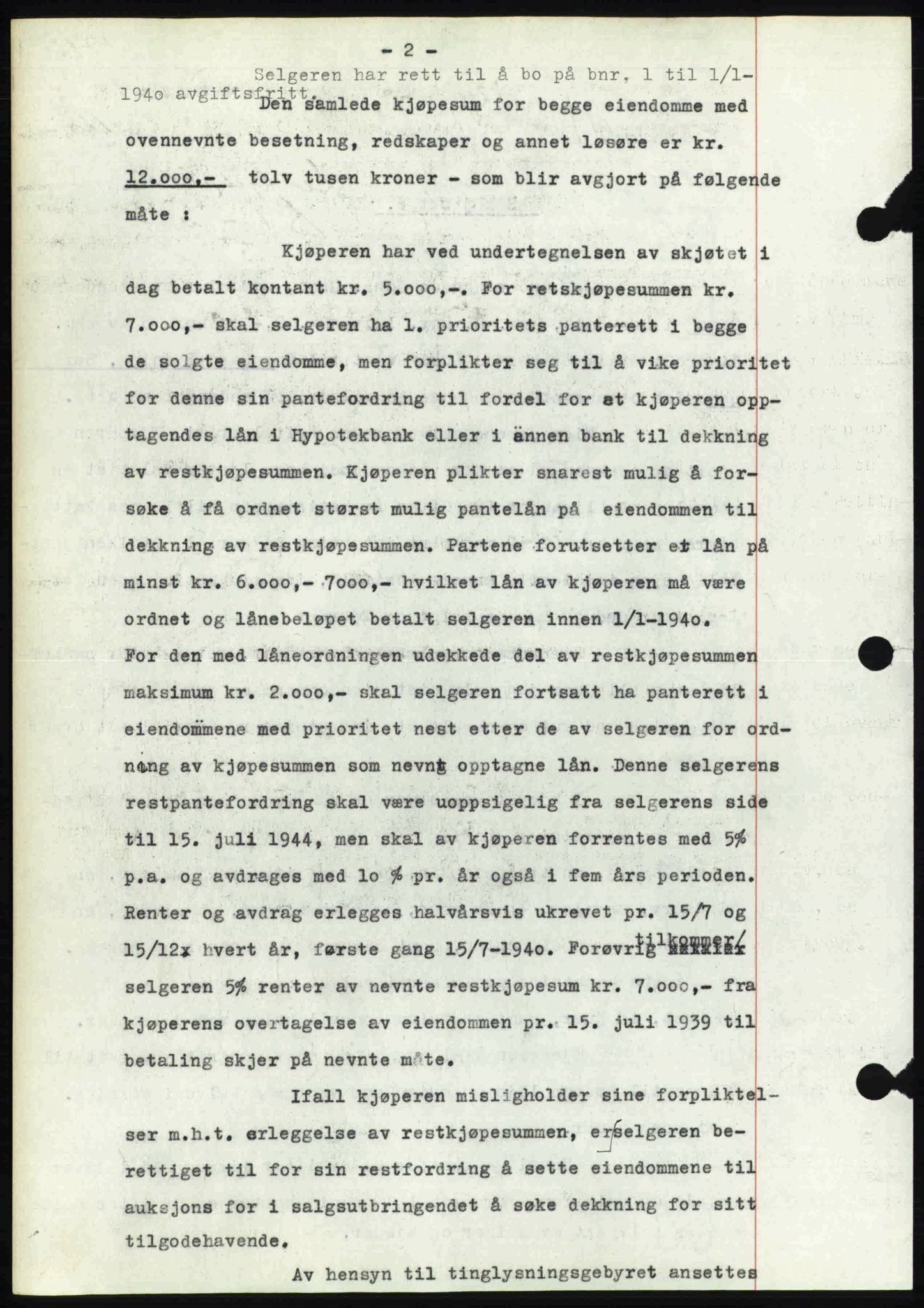 Rana sorenskriveri , SAT/A-1108/1/2/2C: Pantebok nr. A 6, 1939-1940, Dagboknr: 1151/1939