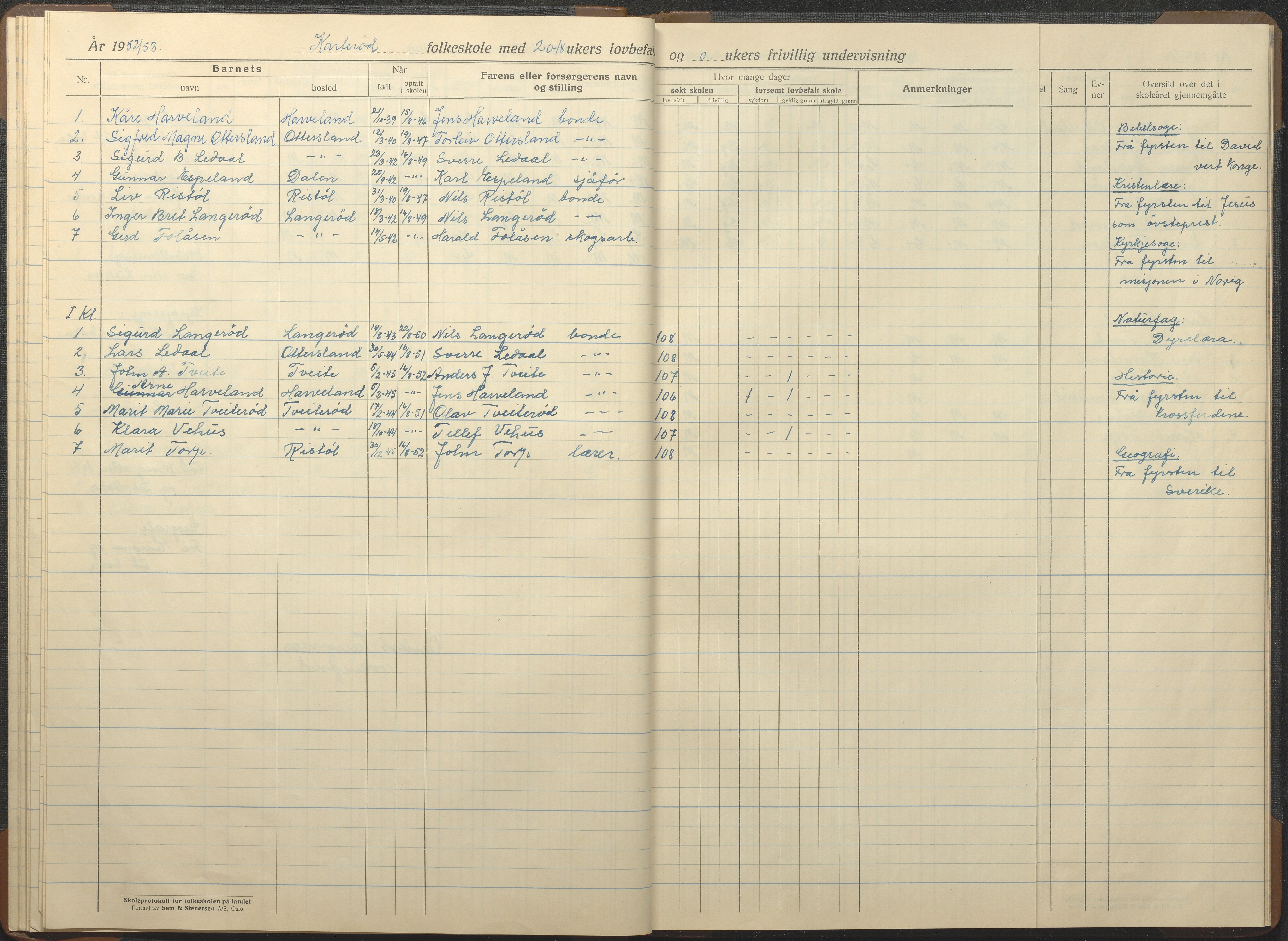 Austre Moland kommune, AAKS/KA0918-PK/09/09c/L0010: Skoleprotokoll, 1938-1955