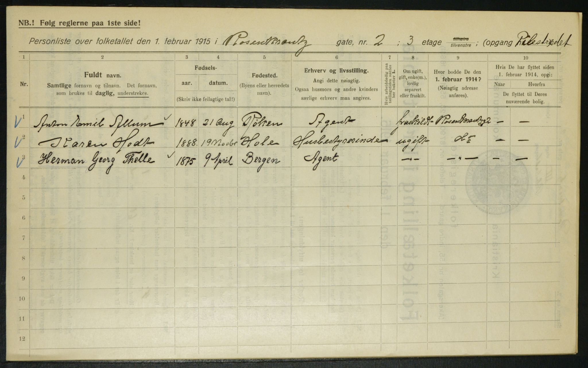 OBA, Kommunal folketelling 1.2.1915 for Kristiania, 1915, s. 83524