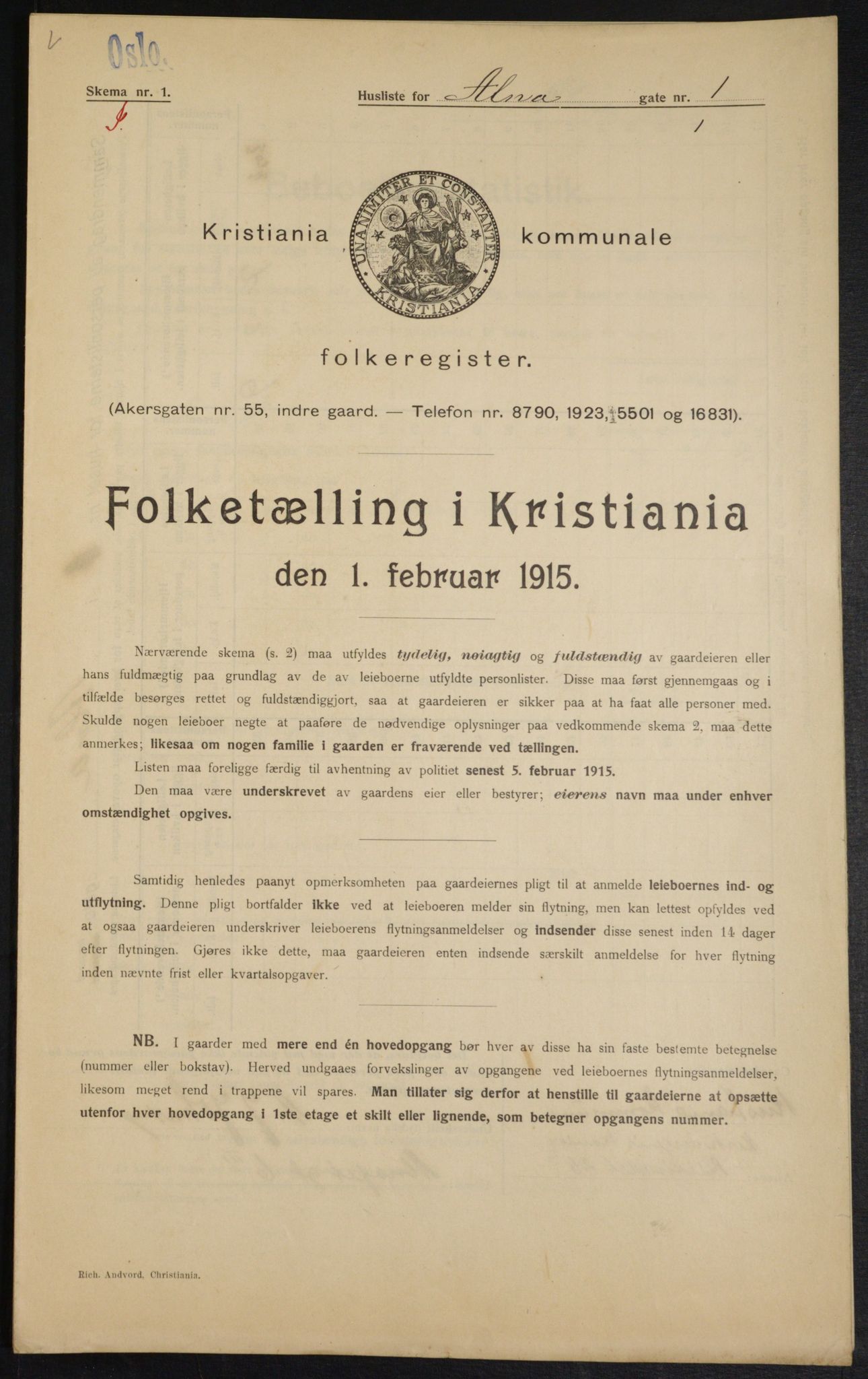 OBA, Kommunal folketelling 1.2.1915 for Kristiania, 1915, s. 1118