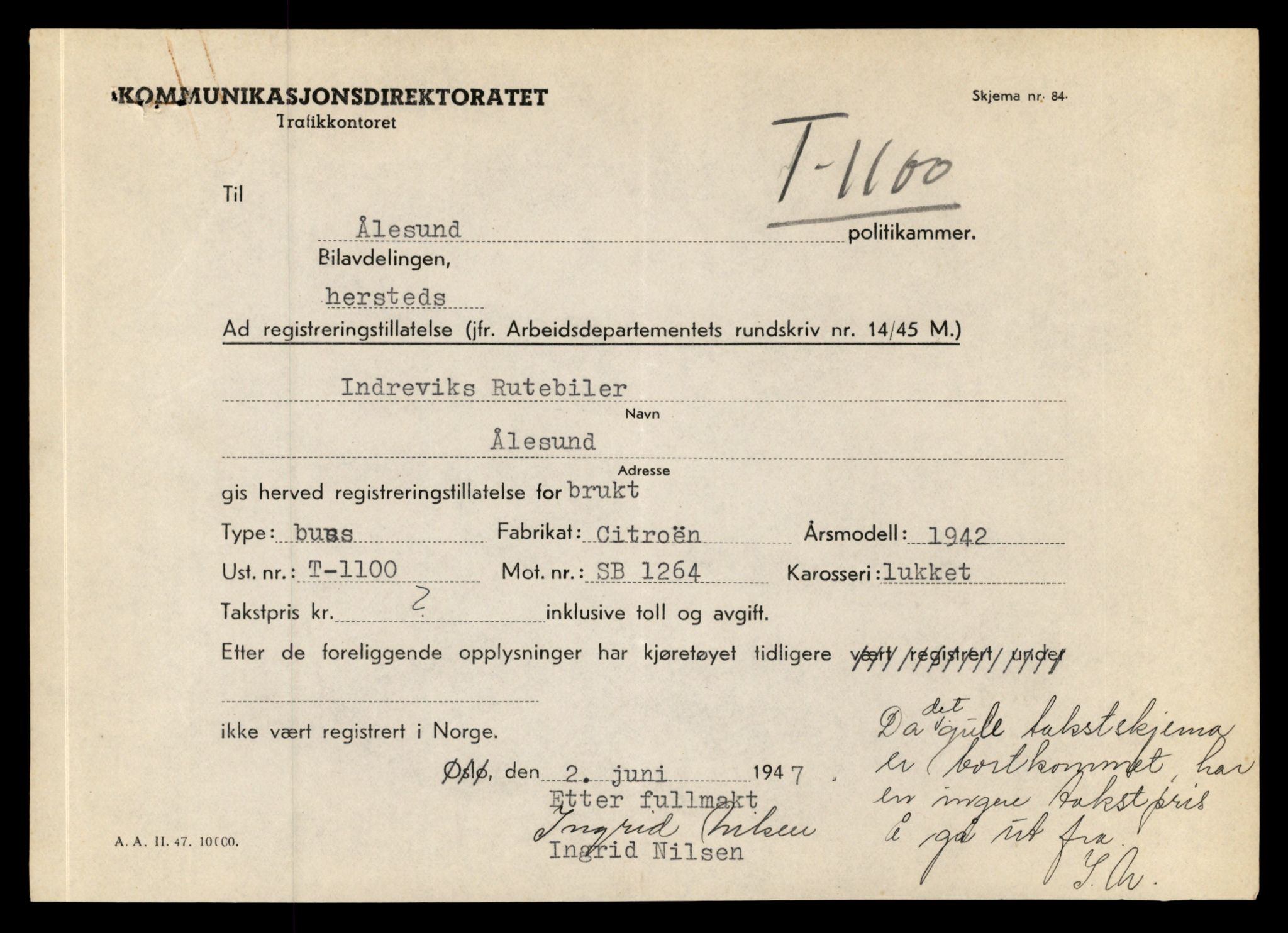 Møre og Romsdal vegkontor - Ålesund trafikkstasjon, AV/SAT-A-4099/F/Fe/L0010: Registreringskort for kjøretøy T 1050 - T 1169, 1927-1998, s. 1508