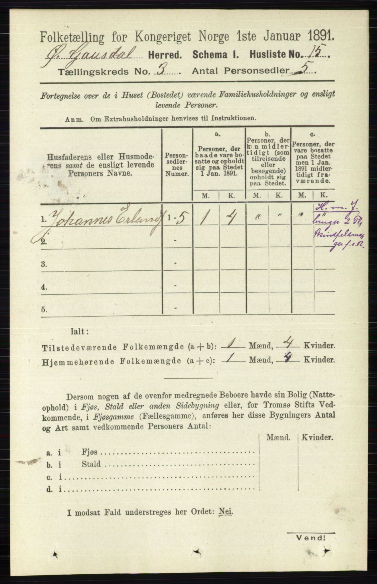 RA, Folketelling 1891 for 0522 Østre Gausdal herred, 1891, s. 1623