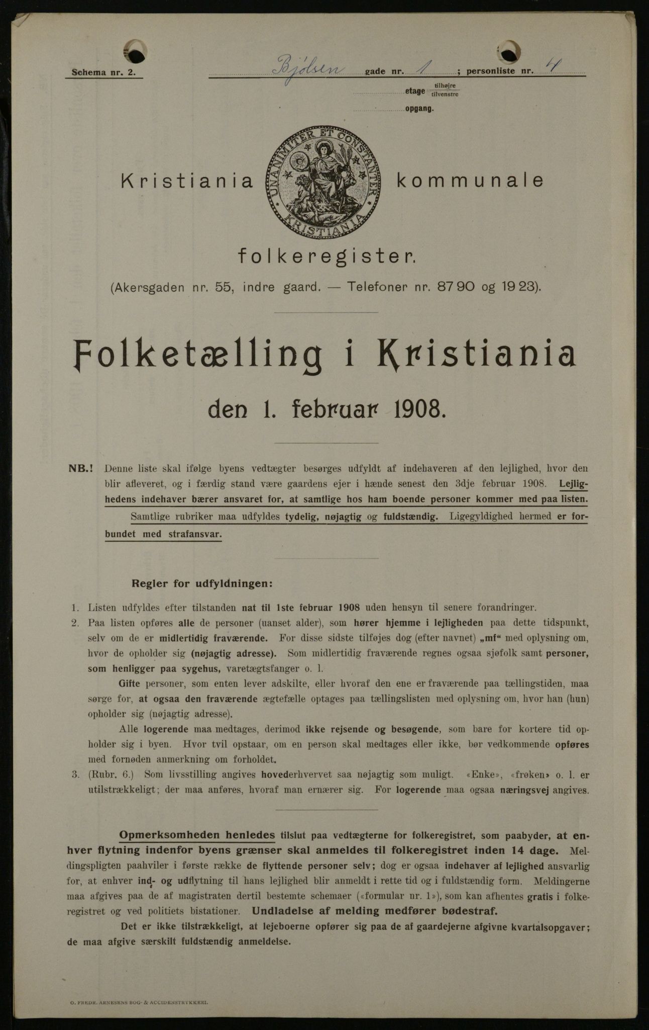 OBA, Kommunal folketelling 1.2.1908 for Kristiania kjøpstad, 1908, s. 6306