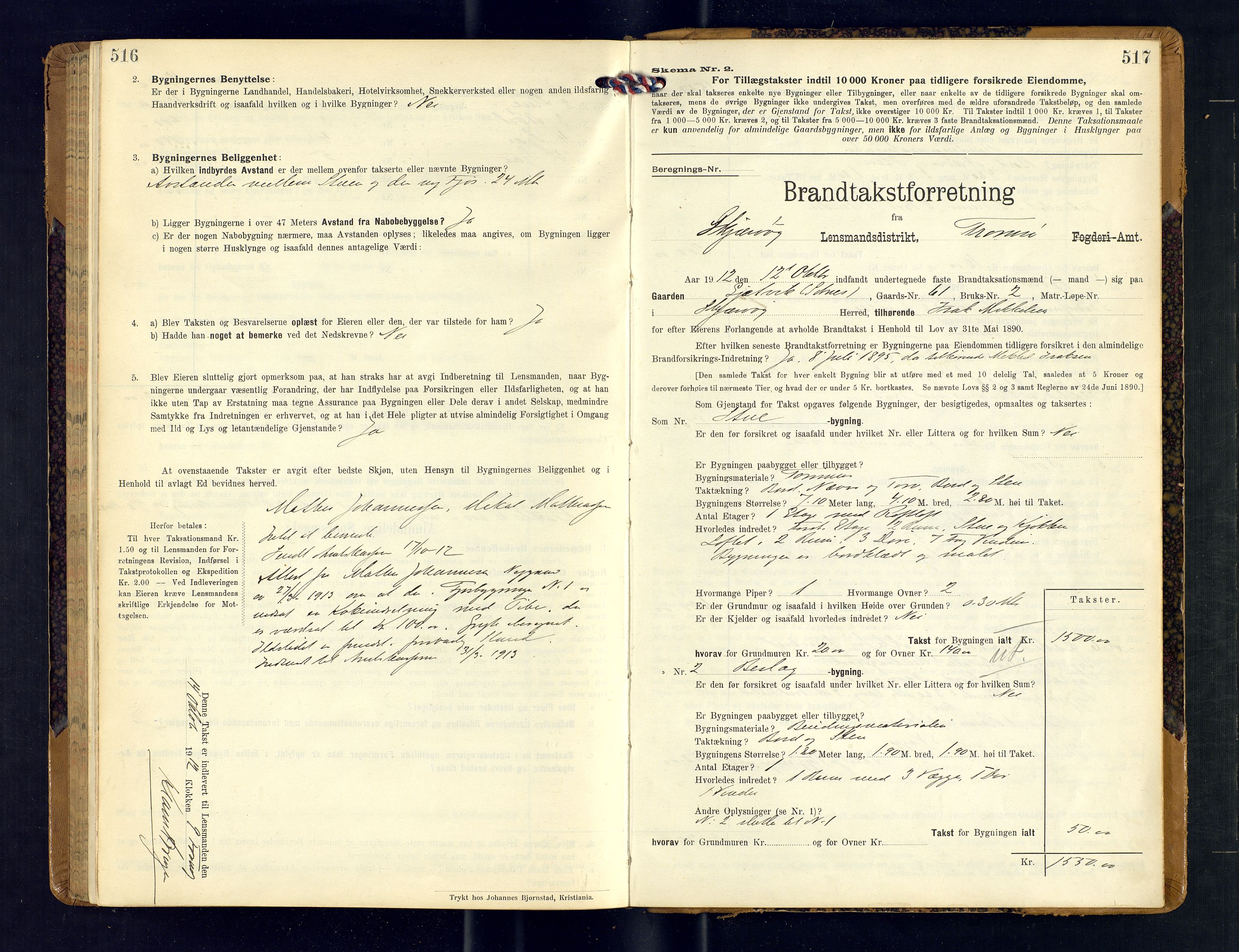 Skjervøy lensmannskontor, AV/SATØ-SATØ-63/F/Fu/Fub/L0247: Branntakstprotokoll (S), 1909-1912, s. 516-517