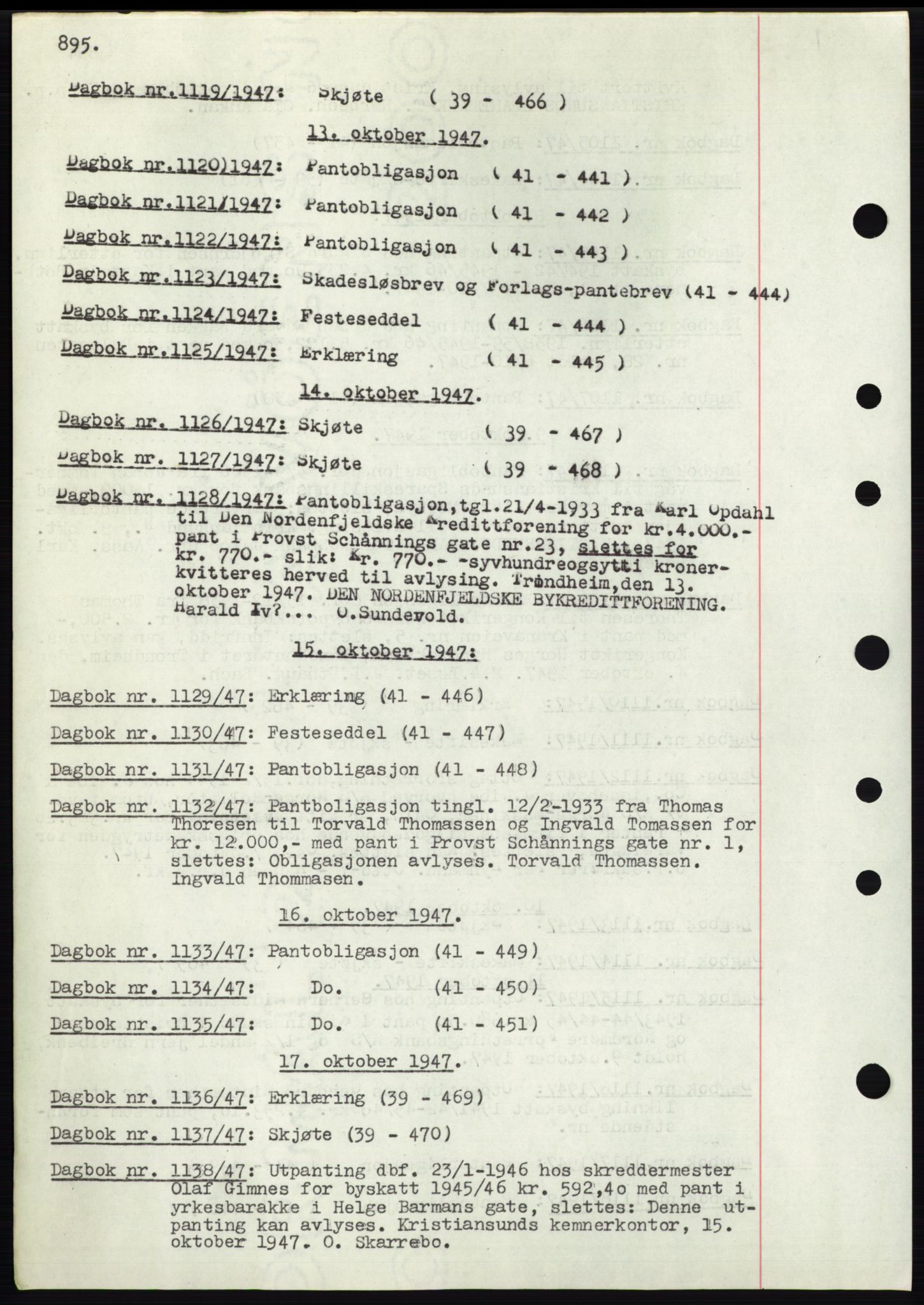 Kristiansund byfogd, SAT/A-4587/A/27: Pantebok nr. 32b, 1945-1950, Dagboknr: 1119/1947