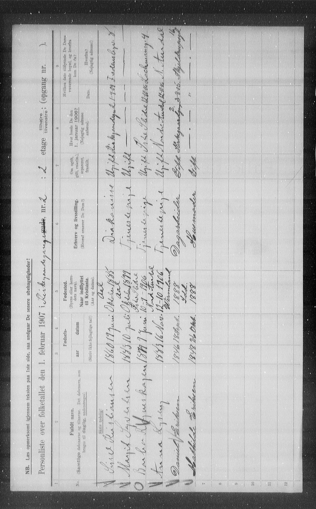 OBA, Kommunal folketelling 1.2.1907 for Kristiania kjøpstad, 1907, s. 25495