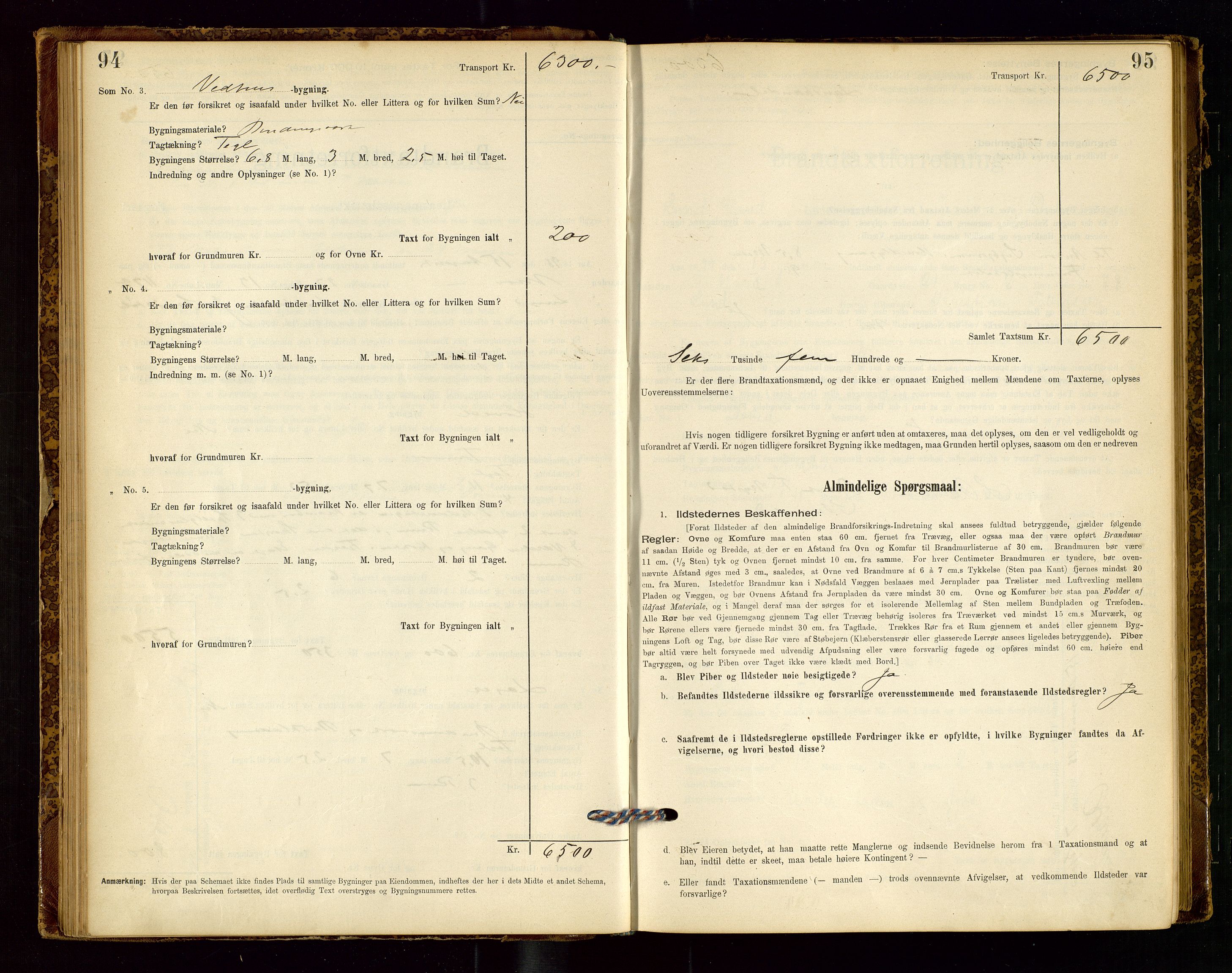 Lund lensmannskontor, AV/SAST-A-100303/Gob/L0001: "Brandtakstprotokol", 1894-1907, s. 94-95