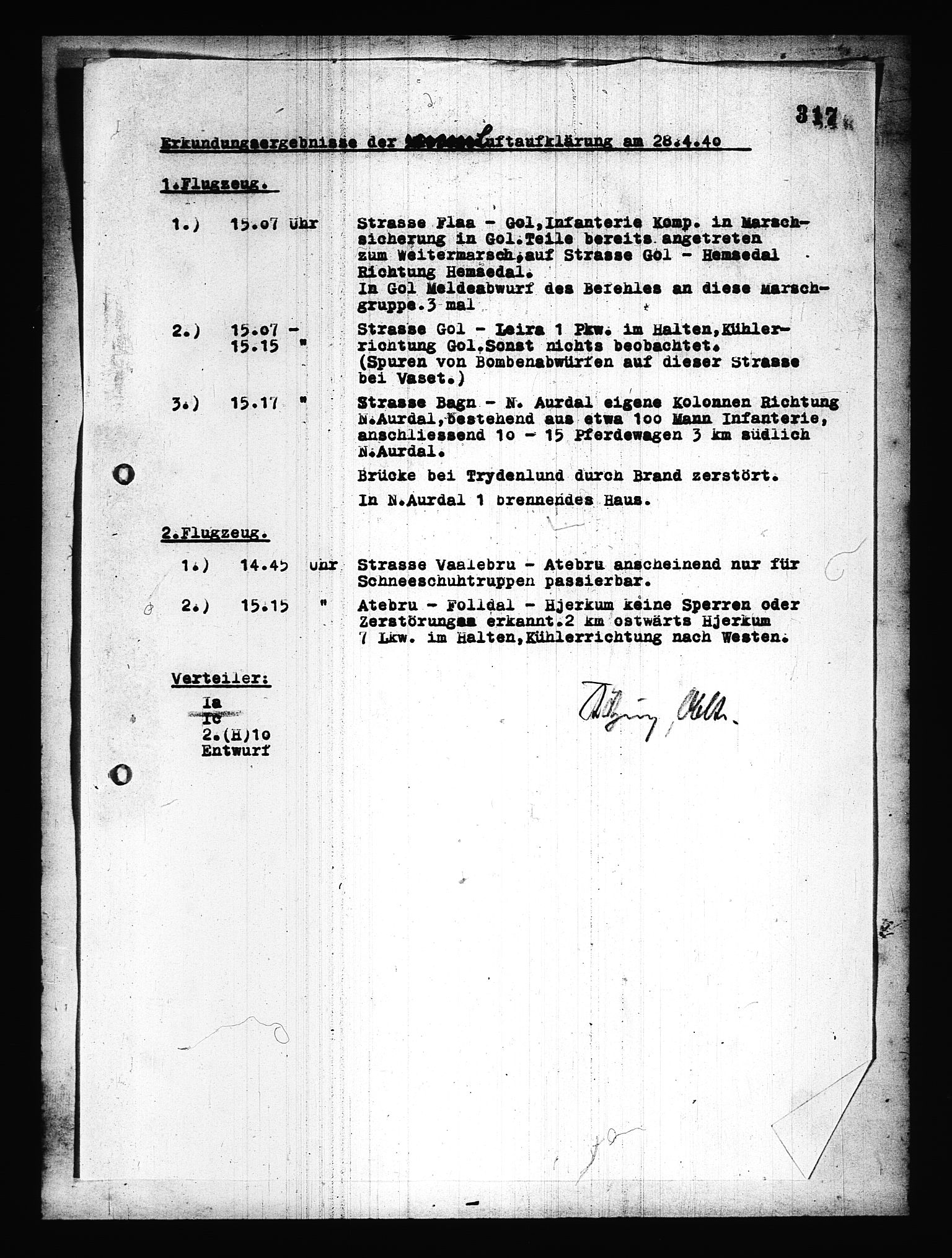 Documents Section, AV/RA-RAFA-2200/V/L0077: Amerikansk mikrofilm "Captured German Documents".
Box No. 716.  FKA jnr. 615/1954., 1940, s. 4