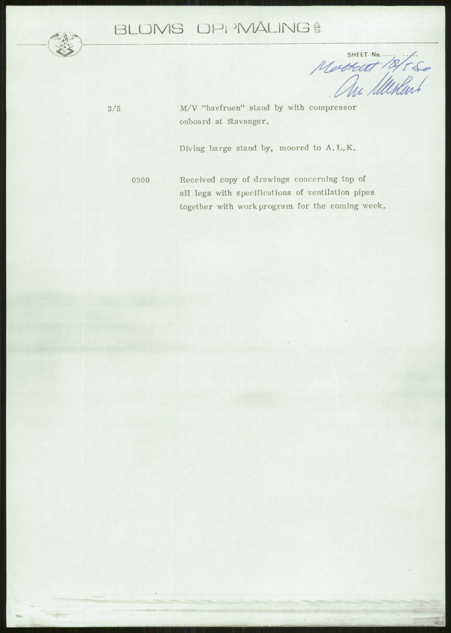 Justisdepartementet, Granskningskommisjonen ved Alexander Kielland-ulykken 27.3.1980, AV/RA-S-1165/D/L0006: A Alexander L. Kielland (Doku.liste + A3-A6, A11-A13, A18-A20-A21, A23, A31 av 31)/Dykkerjournaler, 1980-1981, s. 202
