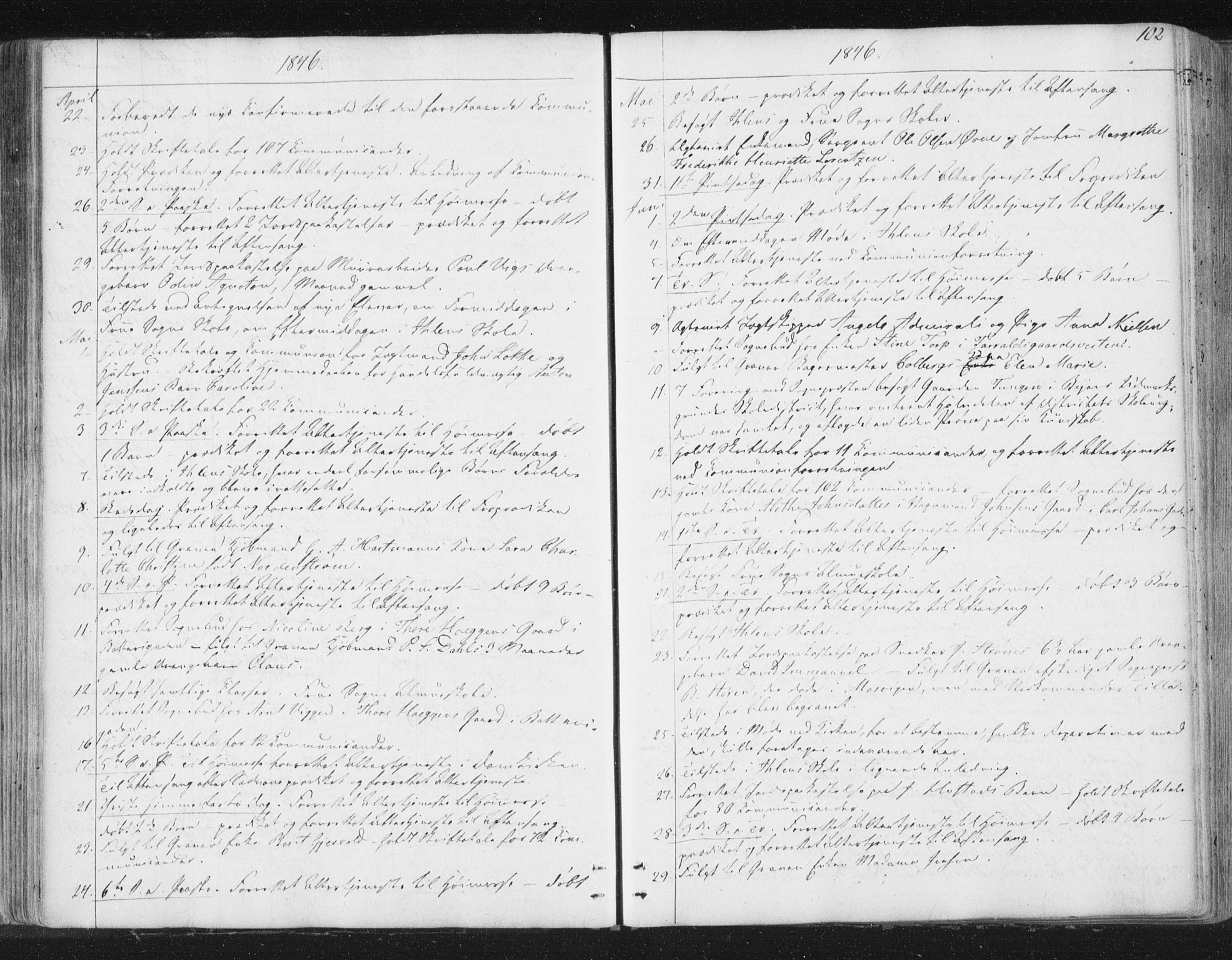 Ministerialprotokoller, klokkerbøker og fødselsregistre - Sør-Trøndelag, SAT/A-1456/602/L0127: Residerende kapellans bok nr. 602B01, 1821-1875, s. 102