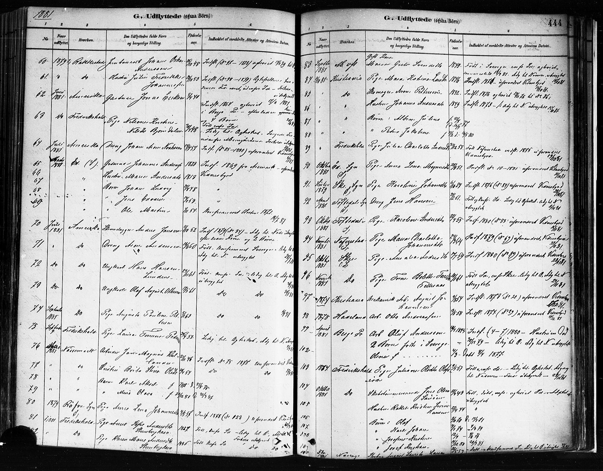 Idd prestekontor Kirkebøker, AV/SAO-A-10911/F/Fc/L0006b: Ministerialbok nr. III 6B, 1878-1903, s. 444