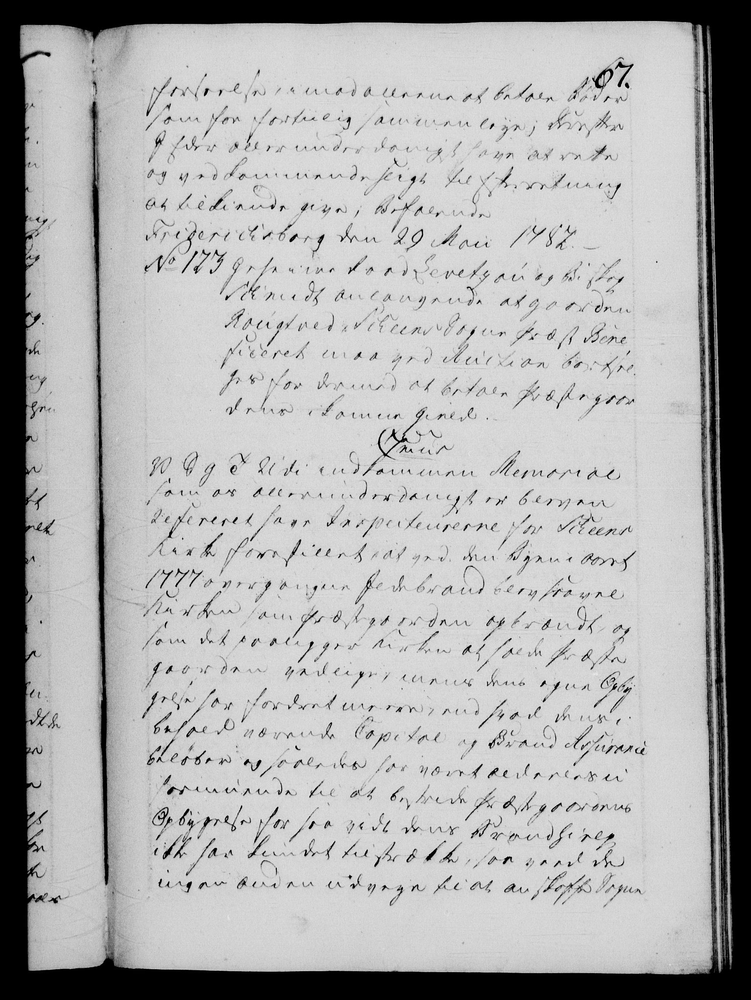 Danske Kanselli 1572-1799, AV/RA-EA-3023/F/Fc/Fca/Fcab/L0043: Norske tegnelser, 1782-1786, s. 67a
