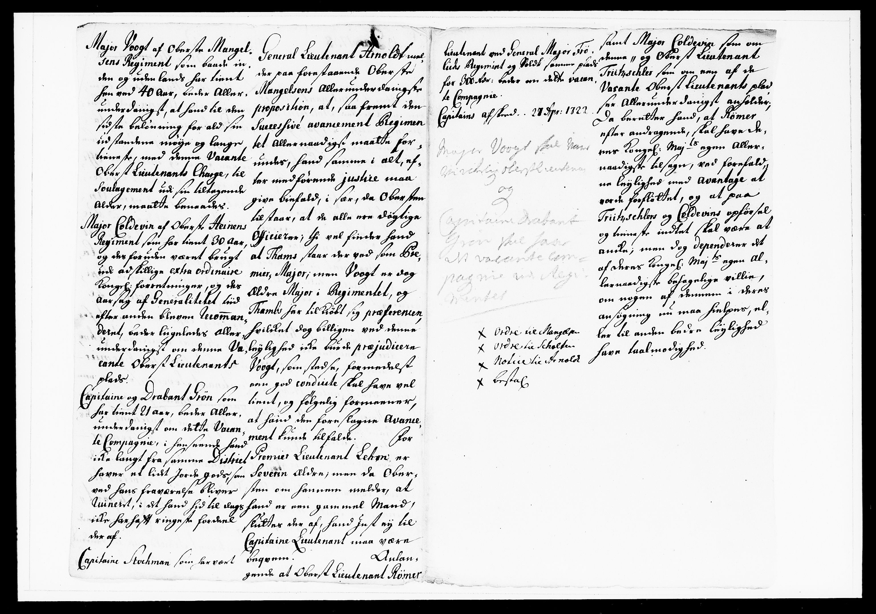 Krigskollegiet, Krigskancelliet, DRA/A-0006/-/1143-1150: Refererede sager, 1738, s. 28