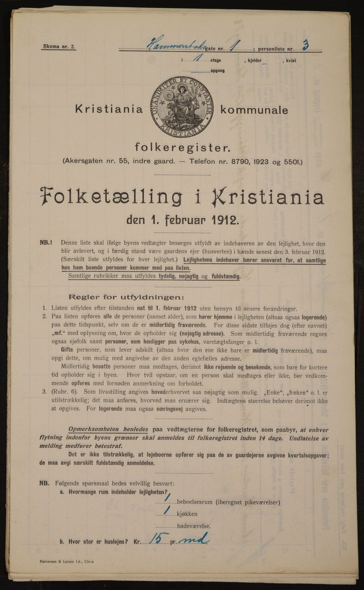 OBA, Kommunal folketelling 1.2.1912 for Kristiania, 1912, s. 34495