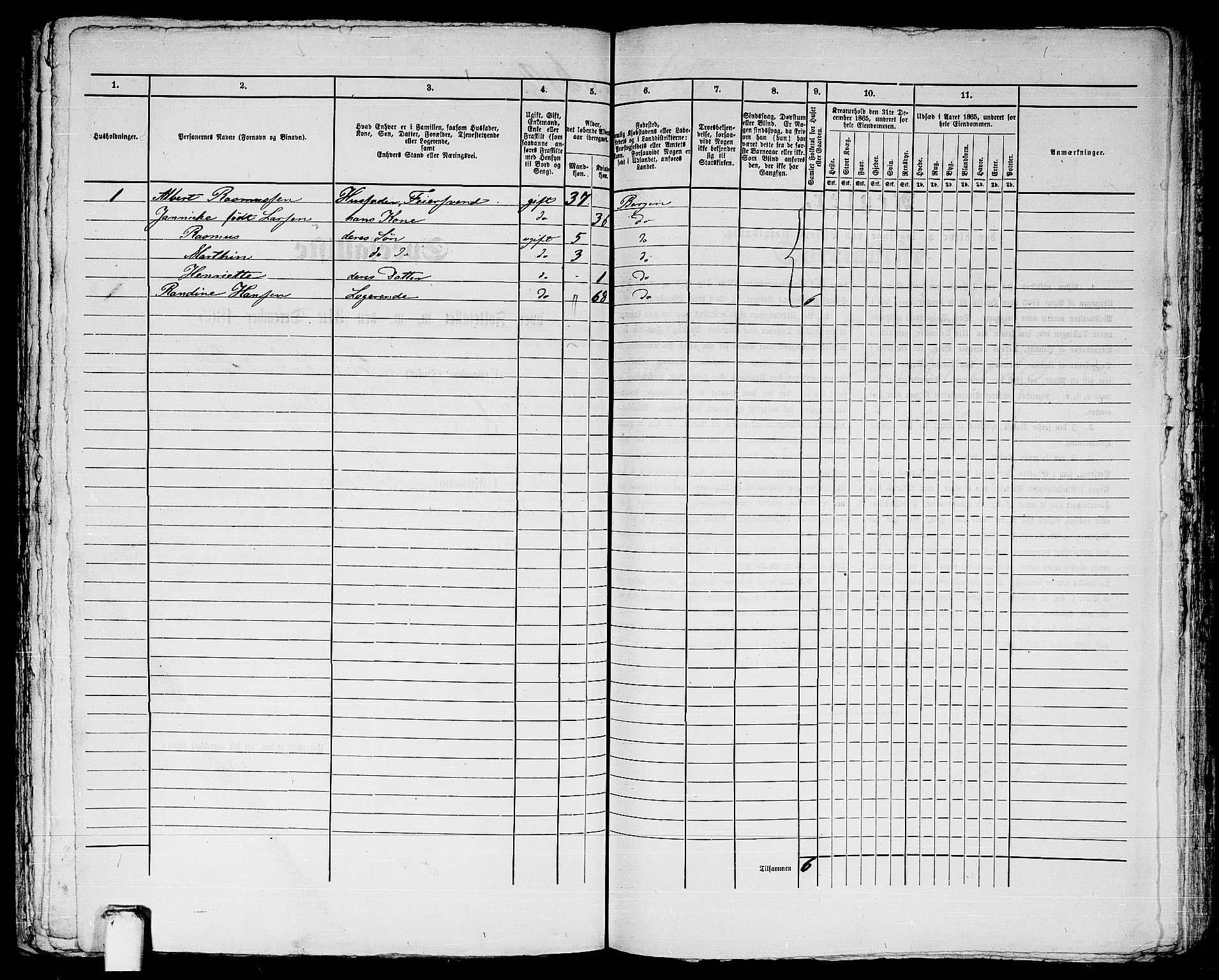 RA, Folketelling 1865 for 1301 Bergen kjøpstad, 1865, s. 882