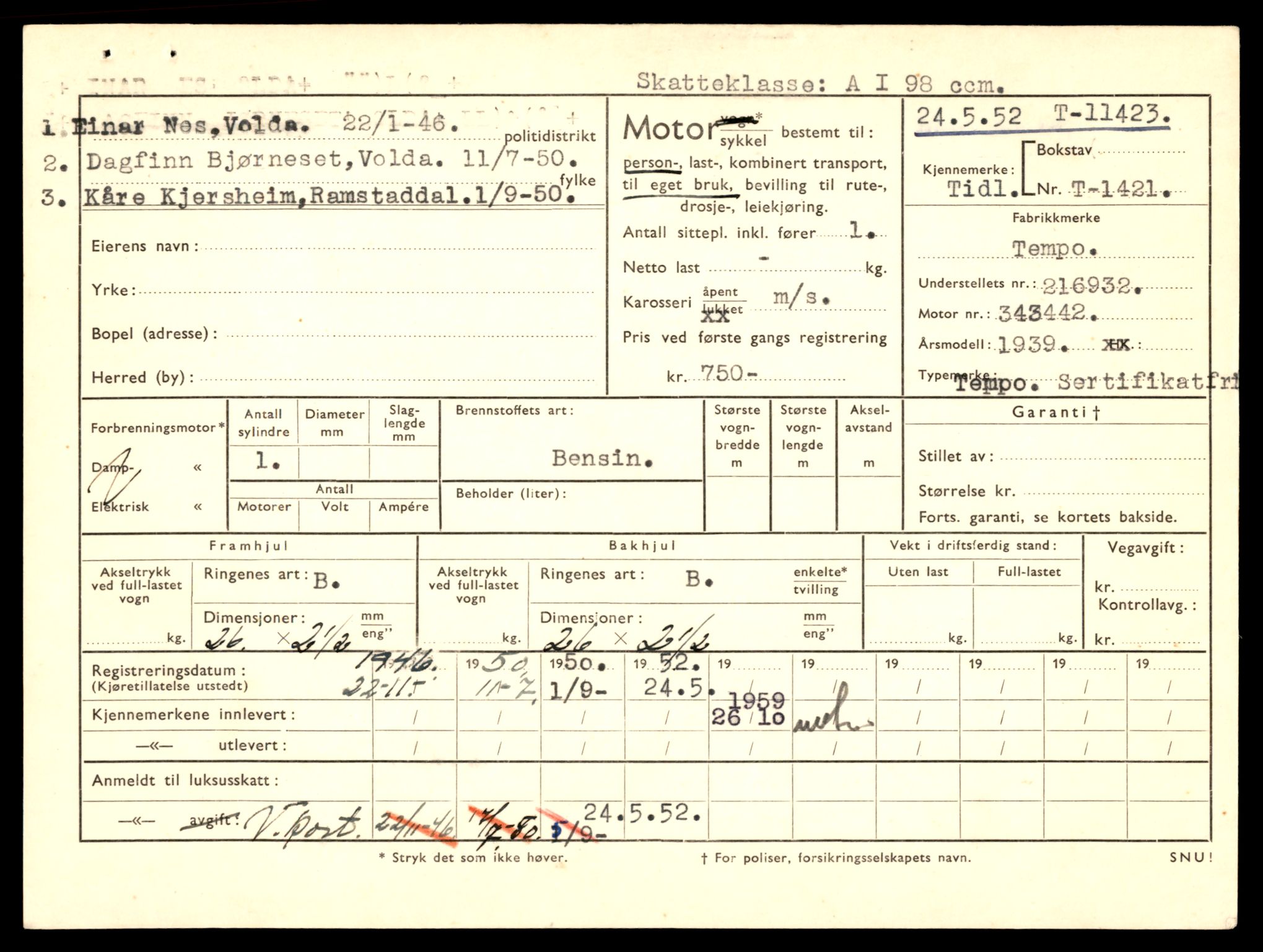 Møre og Romsdal vegkontor - Ålesund trafikkstasjon, SAT/A-4099/F/Fe/L0028: Registreringskort for kjøretøy T 11290 - T 11429, 1927-1998, s. 2991