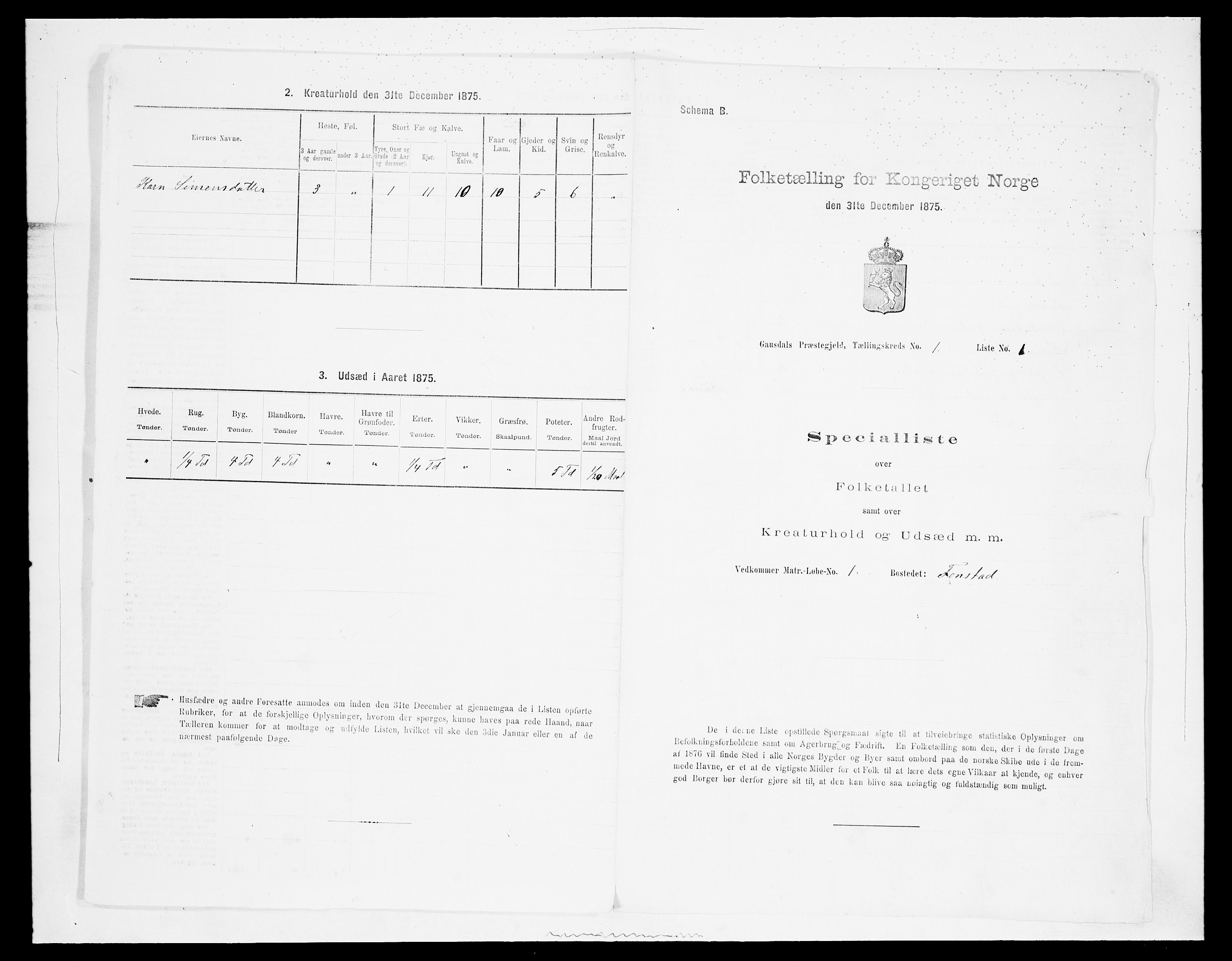 SAH, Folketelling 1875 for 0522P Gausdal prestegjeld, 1875, s. 145