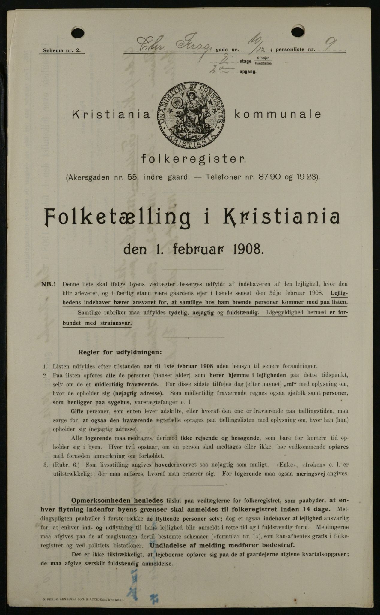 OBA, Kommunal folketelling 1.2.1908 for Kristiania kjøpstad, 1908, s. 11093