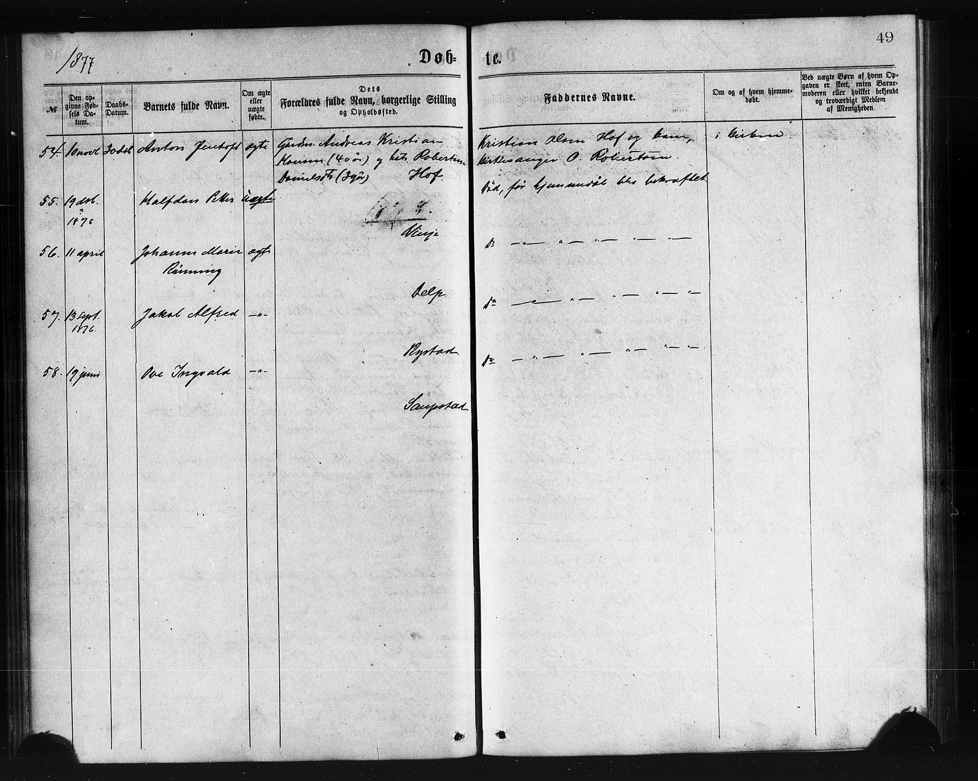 Ministerialprotokoller, klokkerbøker og fødselsregistre - Nordland, AV/SAT-A-1459/876/L1096: Ministerialbok nr. 876A02, 1870-1886, s. 49