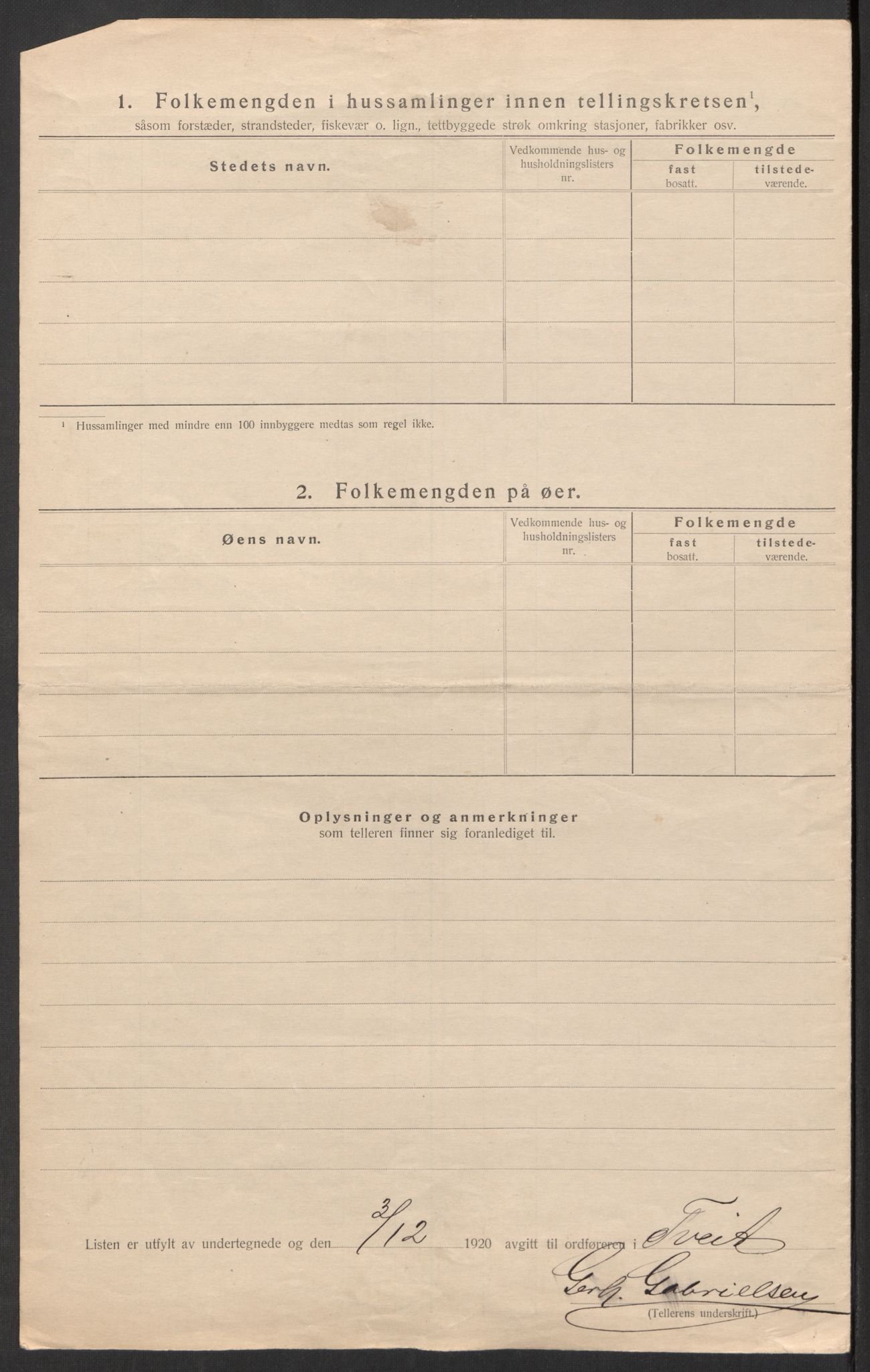 SAK, Folketelling 1920 for 1013 Tveit herred, 1920, s. 22