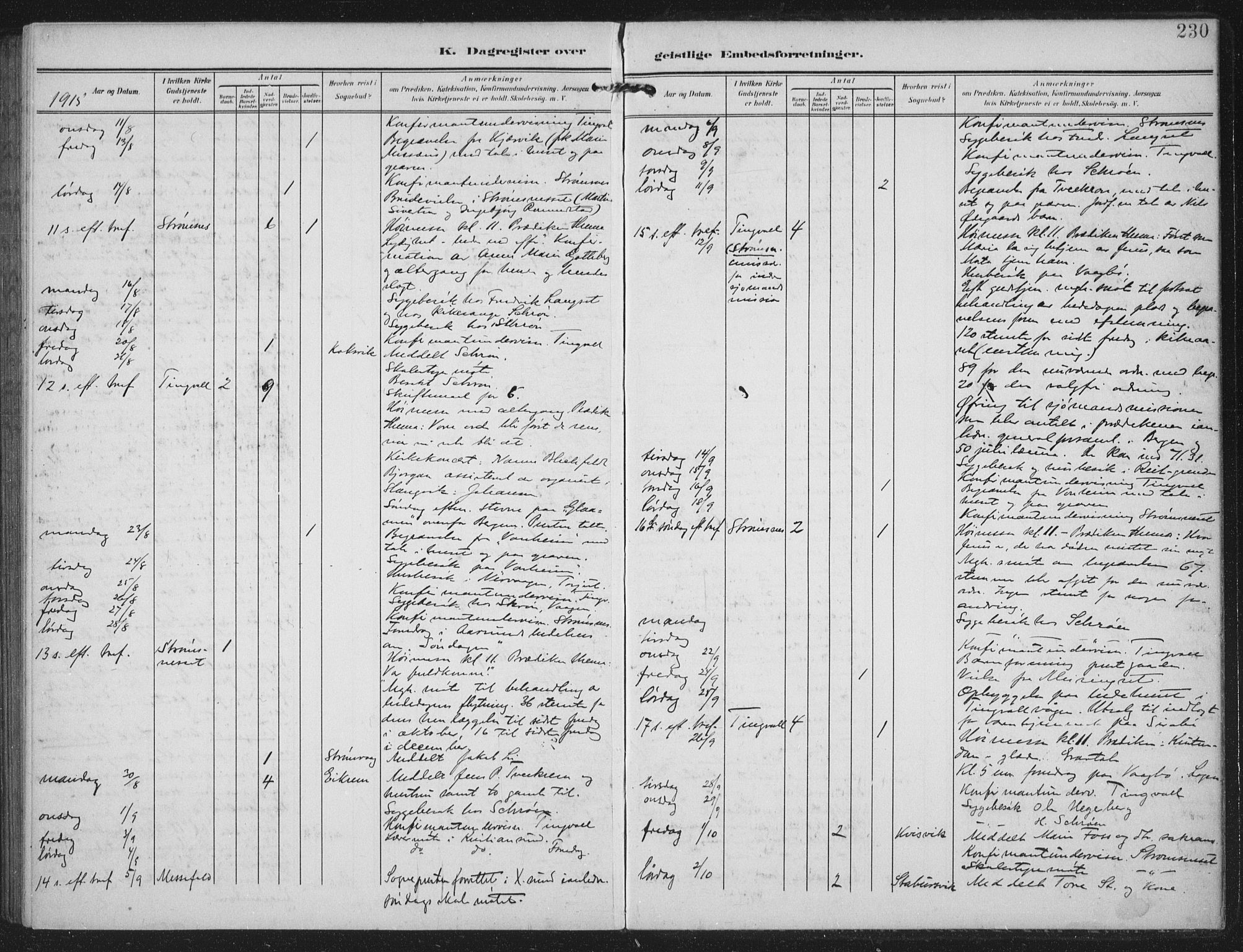 Ministerialprotokoller, klokkerbøker og fødselsregistre - Møre og Romsdal, AV/SAT-A-1454/586/L0989: Ministerialbok nr. 586A15, 1906-1915, s. 230