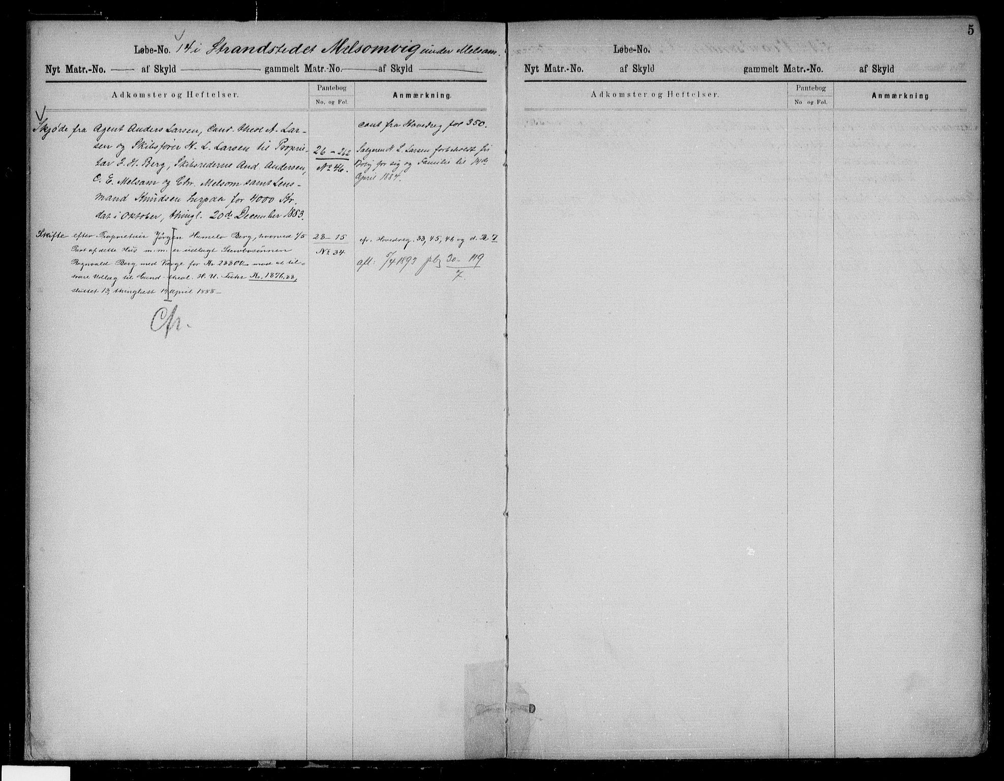 Søndre Jarlsberg sorenskriveri, SAKO/A-129/G/Gb/Gbc/L0014: Panteregister nr. III 14, 1850, s. 5
