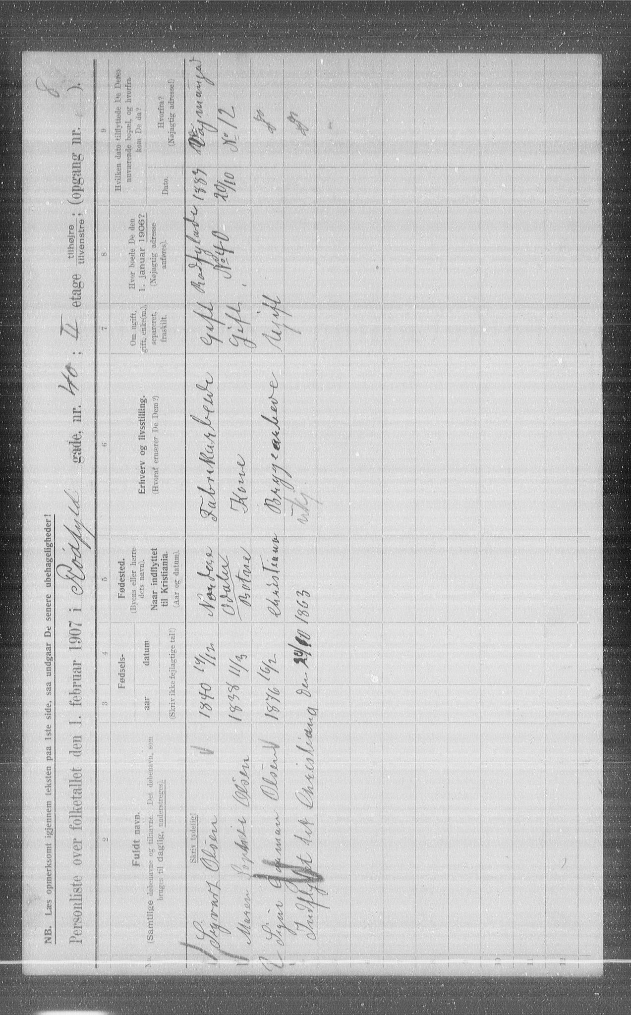 OBA, Kommunal folketelling 1.2.1907 for Kristiania kjøpstad, 1907, s. 43980
