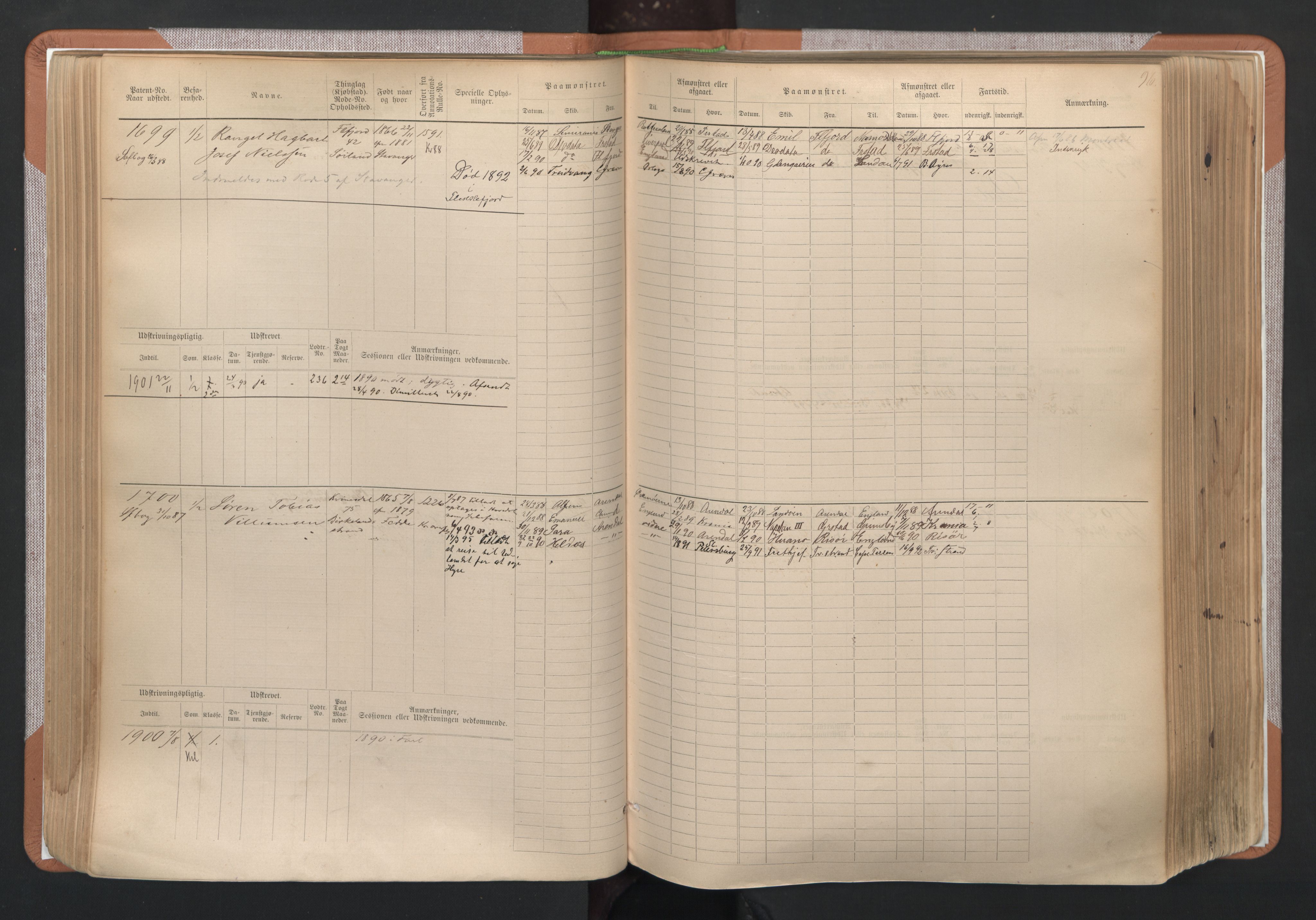 Flekkefjord mønstringskrets, SAK/2031-0018/F/Fb/L0003: Hovedrulle nr 1515-2326, N-6, 1885-1934, s. 97