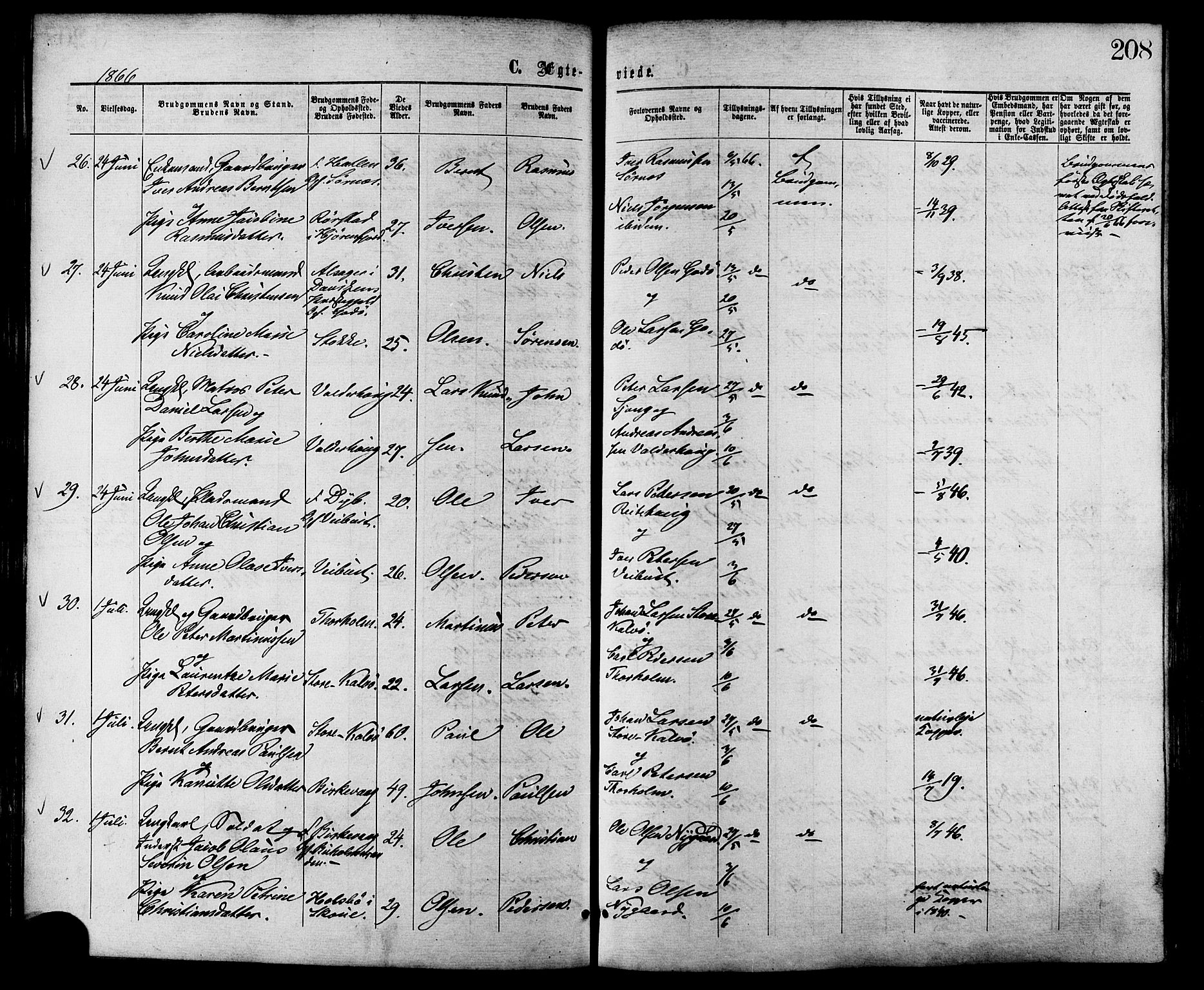 Ministerialprotokoller, klokkerbøker og fødselsregistre - Møre og Romsdal, AV/SAT-A-1454/528/L0399: Ministerialbok nr. 528A10, 1864-1879, s. 208