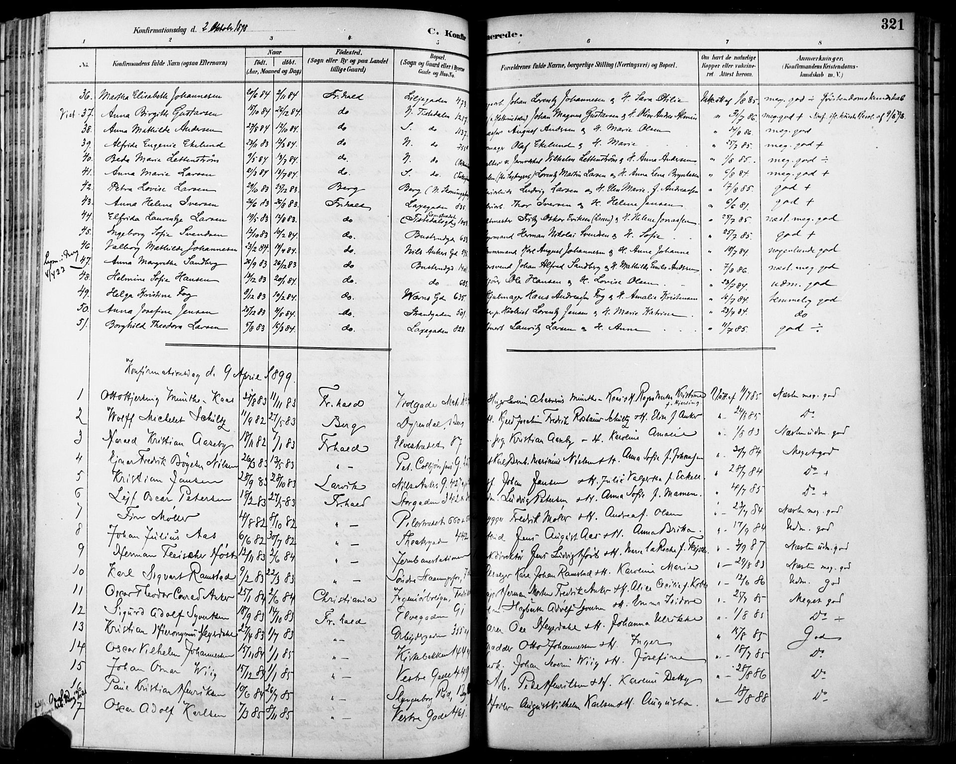 Halden prestekontor Kirkebøker, SAO/A-10909/F/Fa/L0013: Ministerialbok nr. I 13, 1890-1906, s. 321