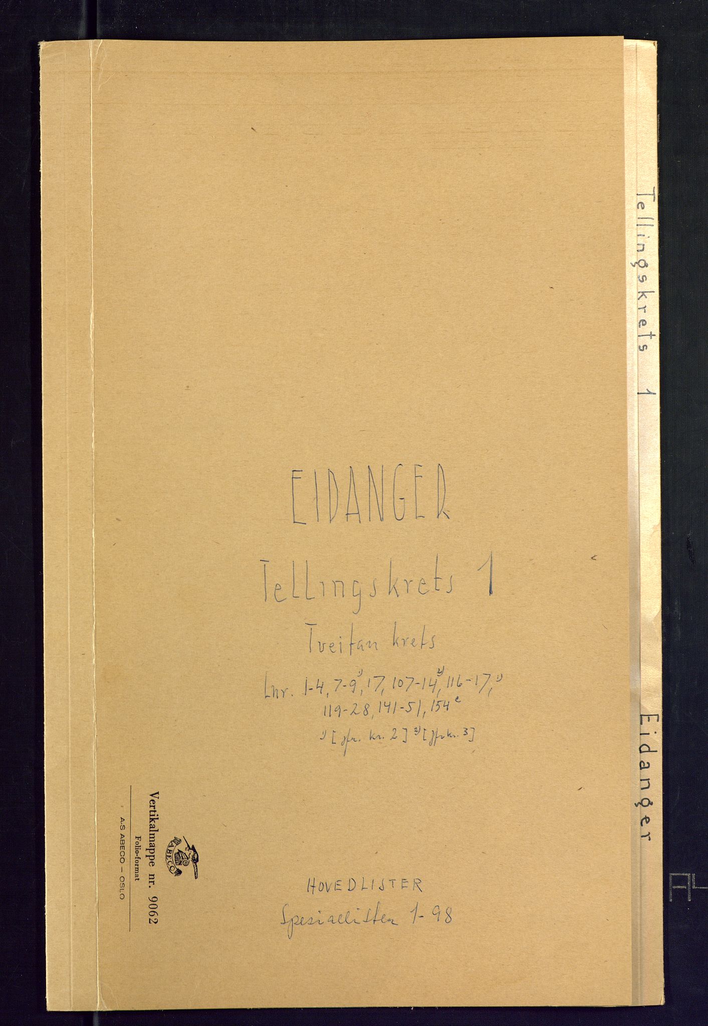 SAKO, Folketelling 1875 for 0813P Eidanger prestegjeld, 1875, s. 1