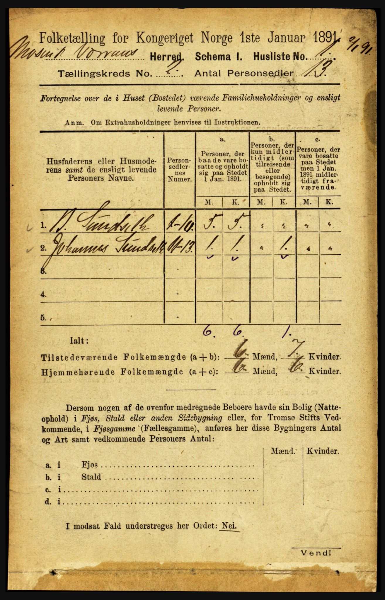 RA, Folketelling 1891 for 1723 Mosvik og Verran herred, 1891, s. 422