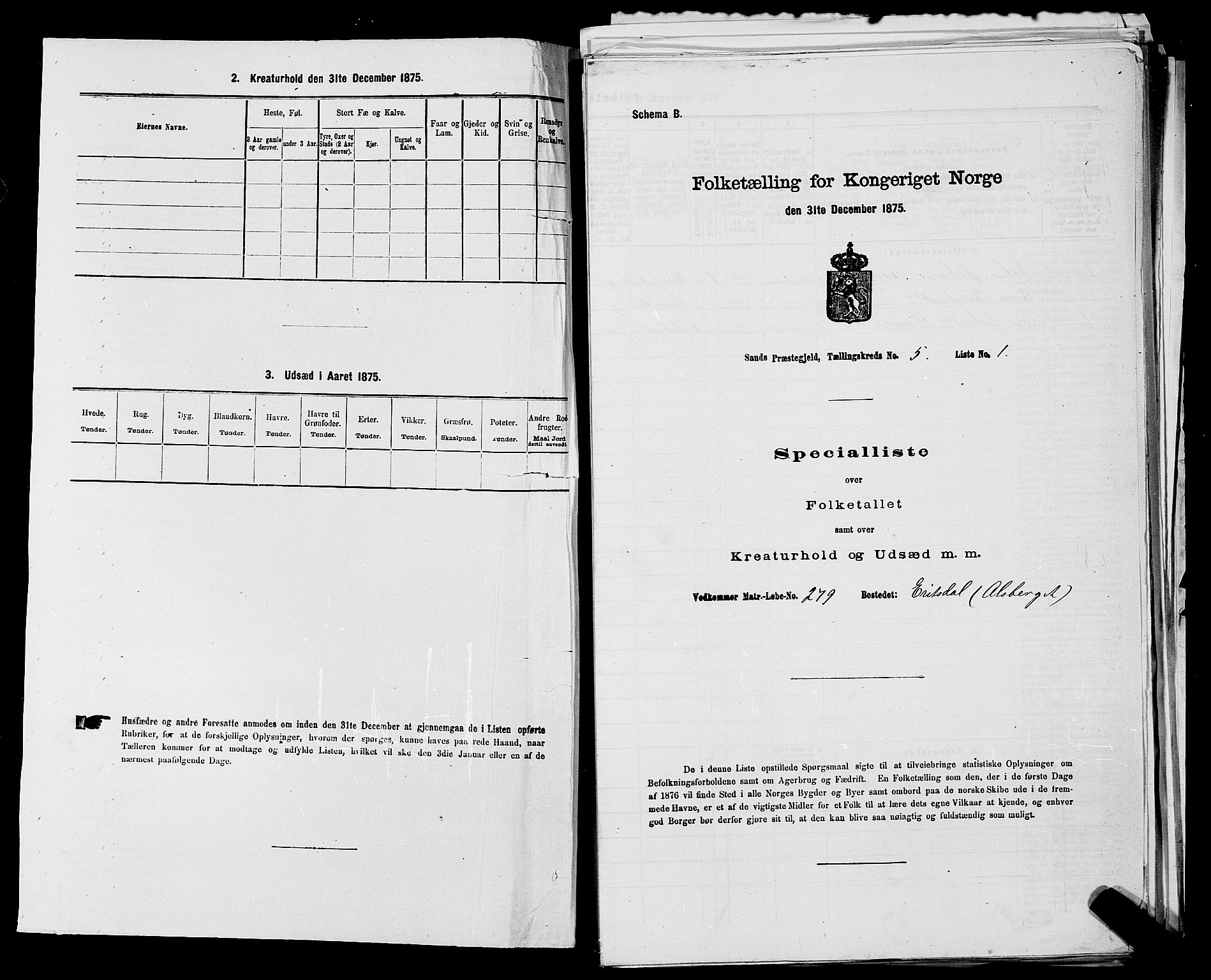 SAST, Folketelling 1875 for 1136P Sand prestegjeld, 1875, s. 655