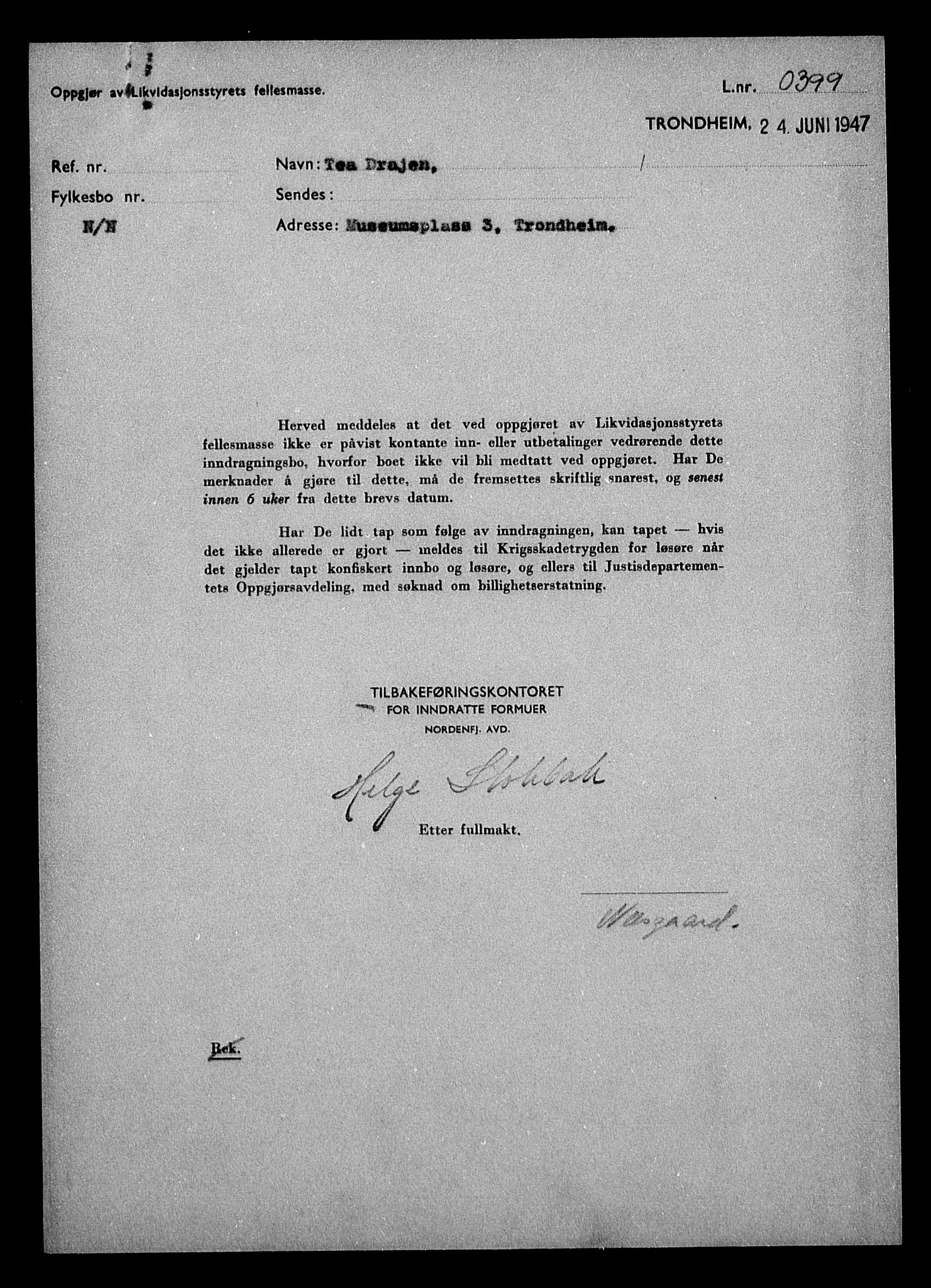 Justisdepartementet, Tilbakeføringskontoret for inndratte formuer, AV/RA-S-1564/H/Hc/Hca/L0894: --, 1945-1947, s. 209