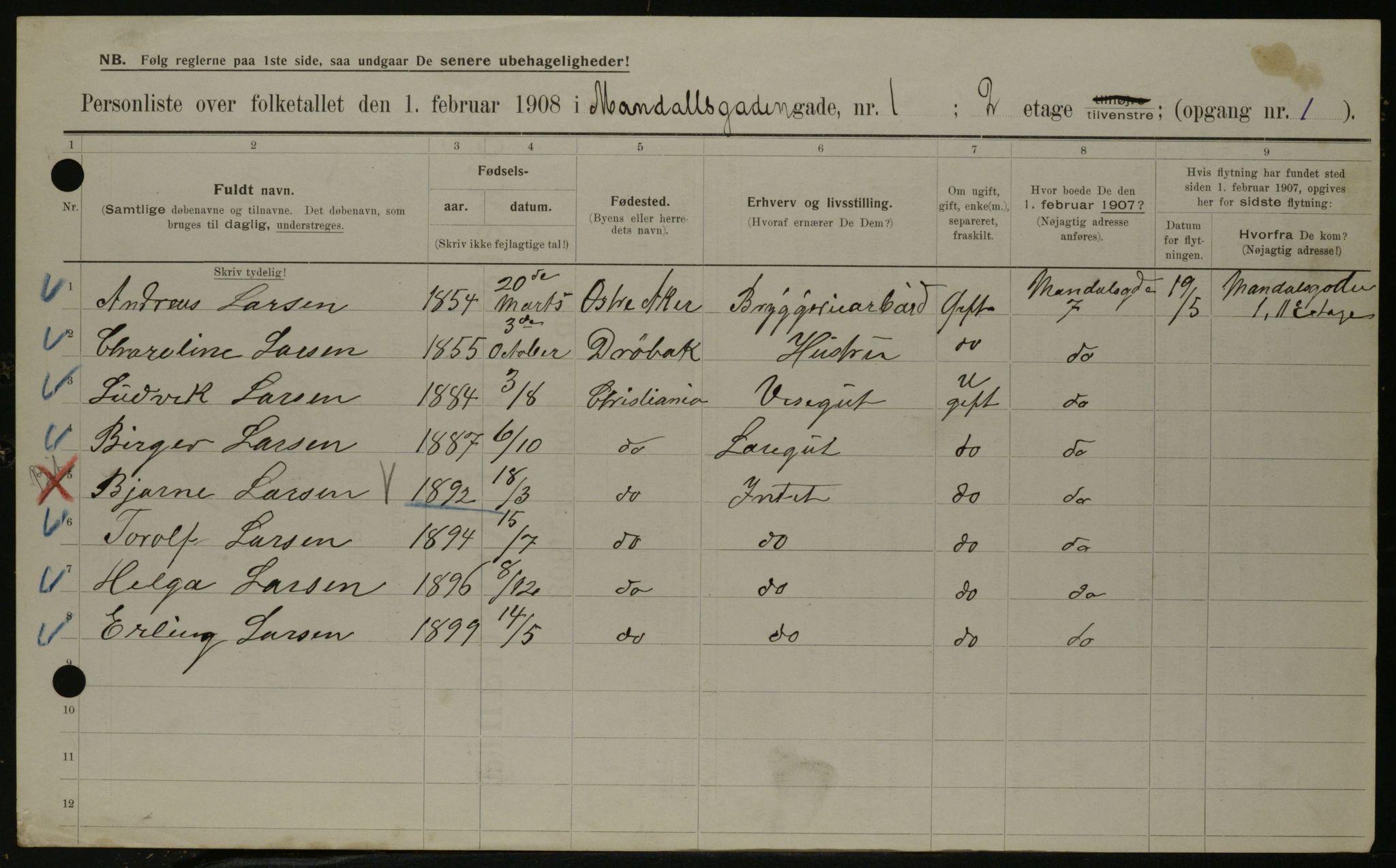 OBA, Kommunal folketelling 1.2.1908 for Kristiania kjøpstad, 1908, s. 53830