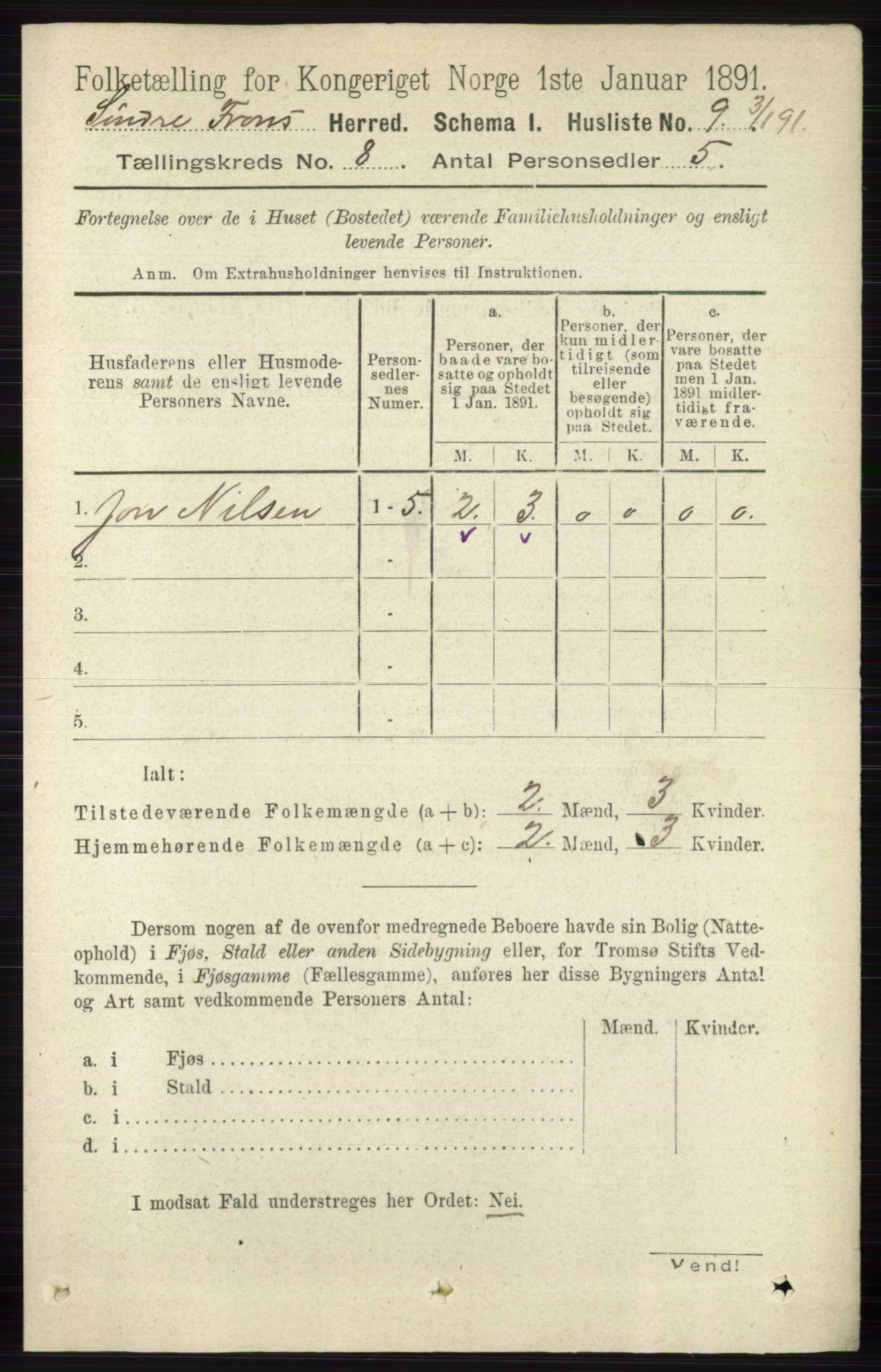 RA, Folketelling 1891 for 0519 Sør-Fron herred, 1891, s. 3716