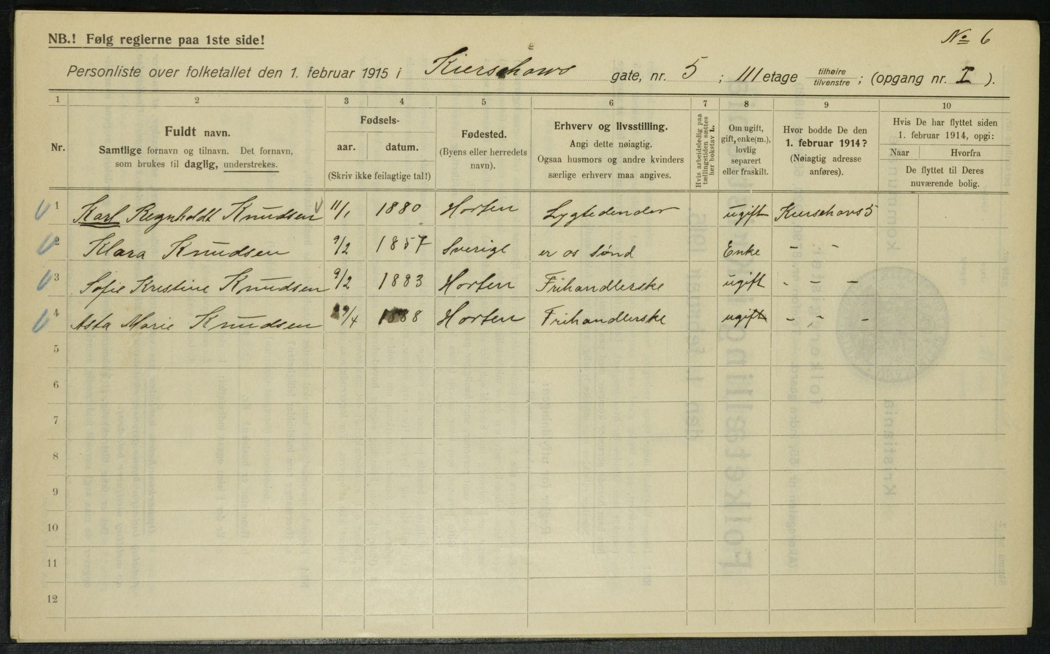 OBA, Kommunal folketelling 1.2.1915 for Kristiania, 1915, s. 48967