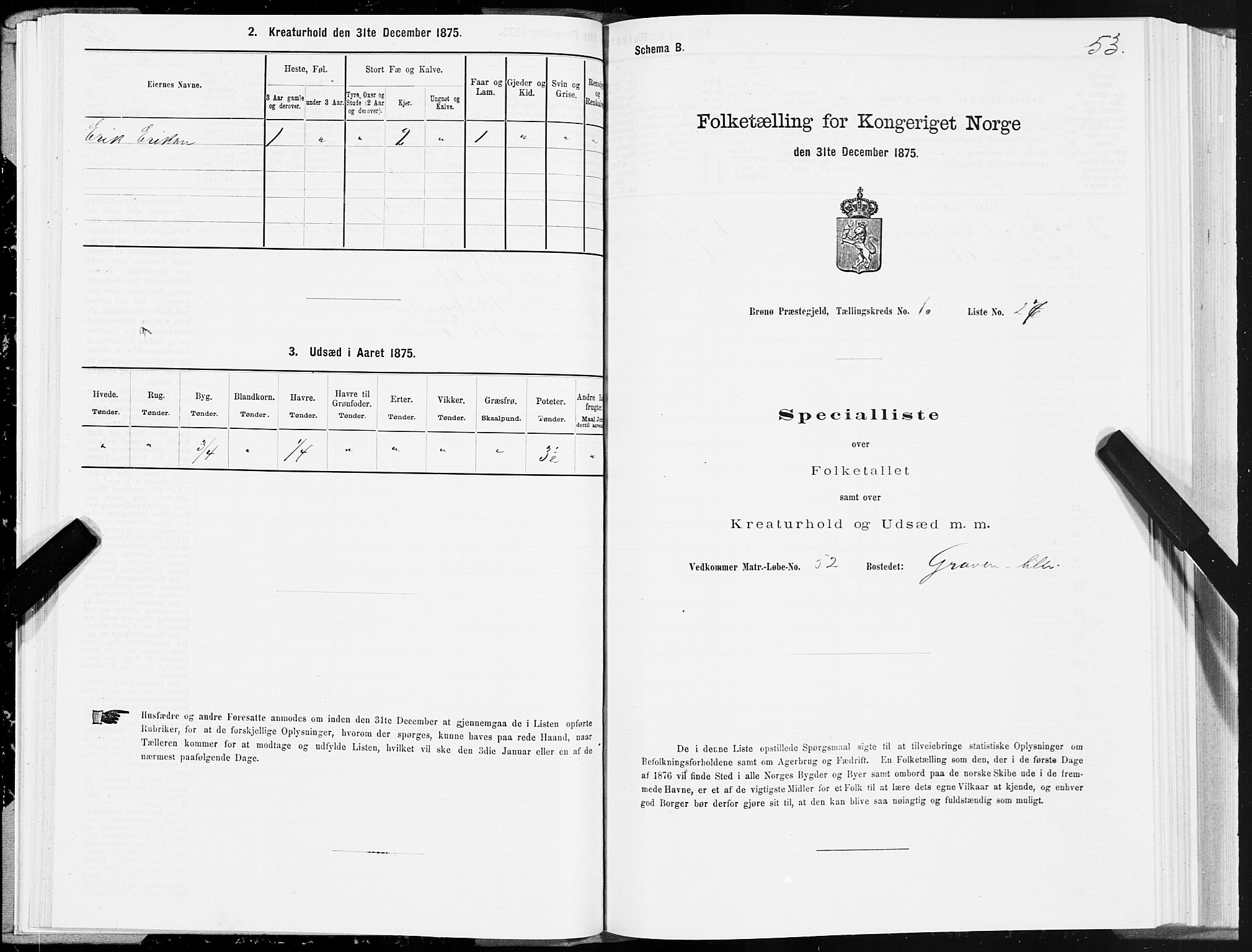 SAT, Folketelling 1875 for 1814P Brønnøy prestegjeld, 1875, s. 1053